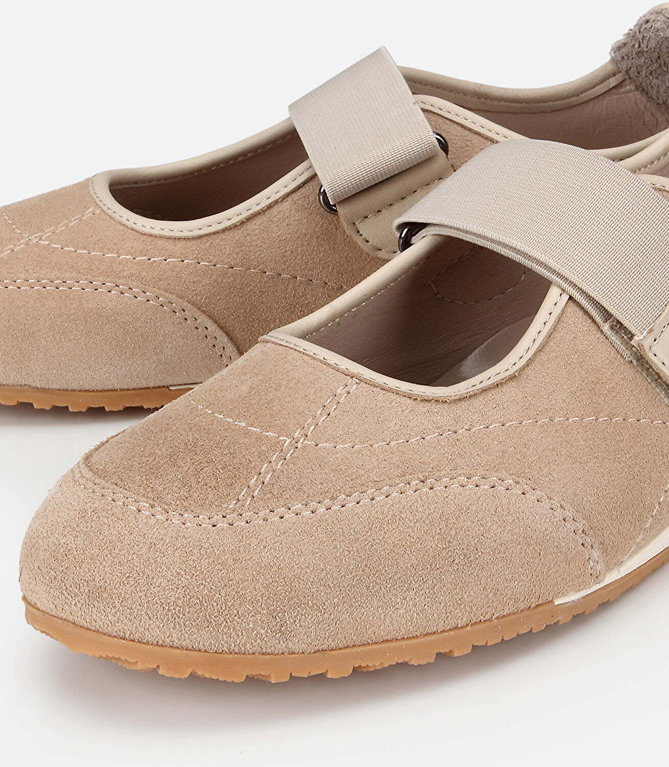 Kadın Süet Deri Bej Tek Bantlı Comfort Babet