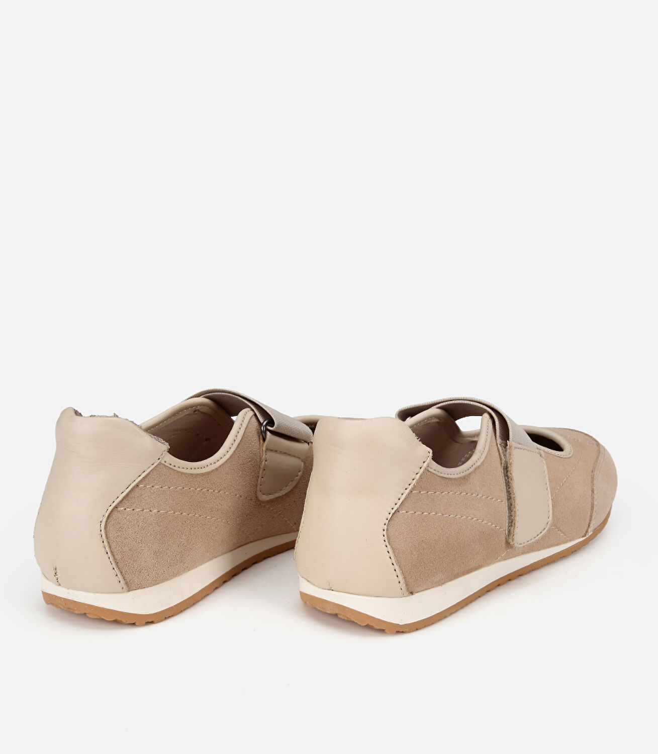 Kadın Süet Deri Bej Tek Bantlı Comfort Babet