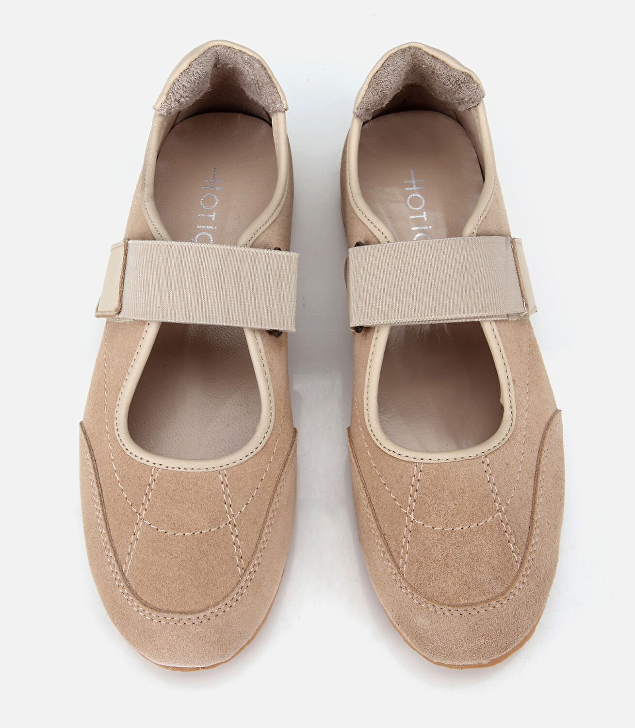 Kadın Süet Deri Bej Tek Bantlı Comfort Babet