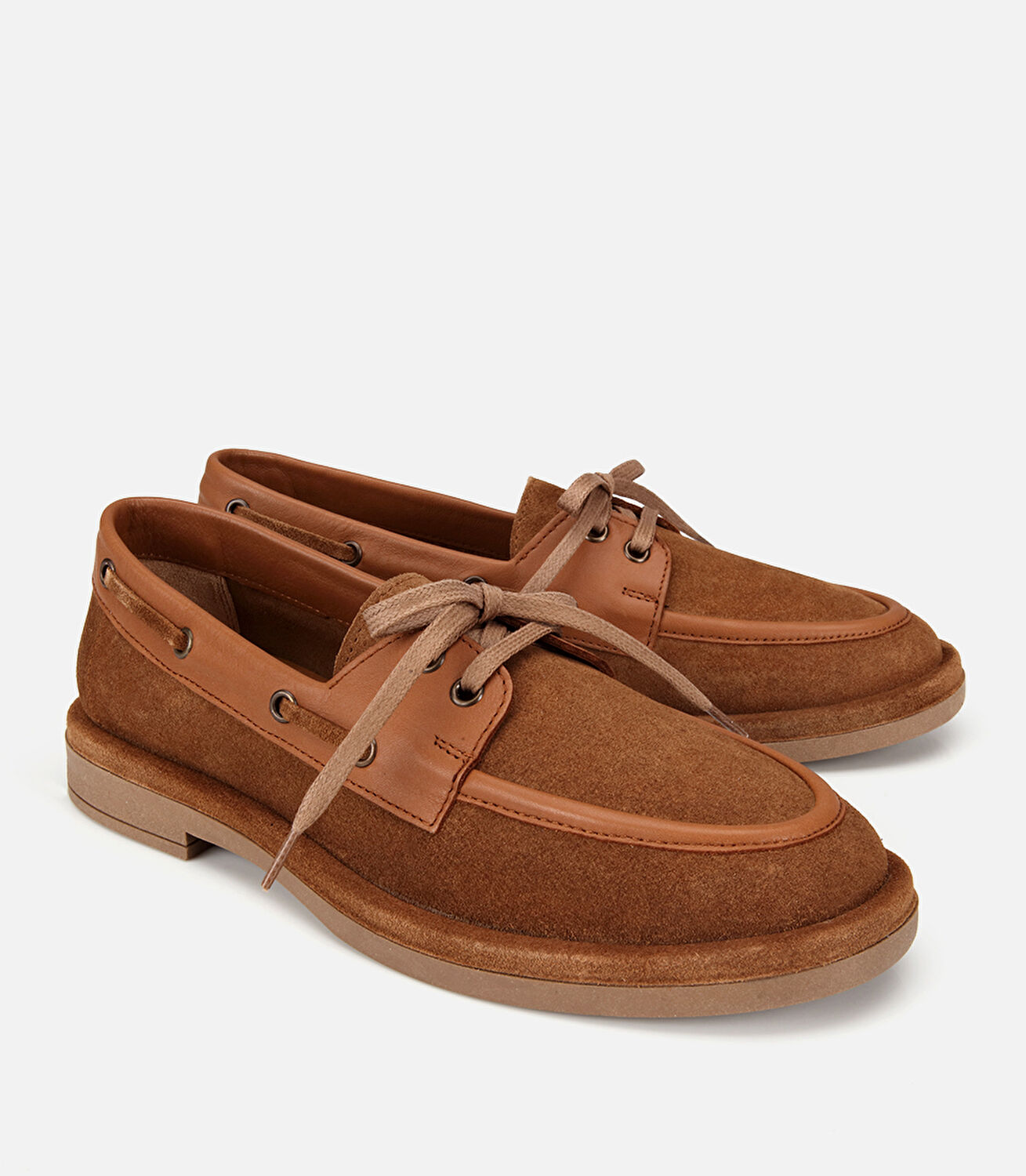 Kadın Süet Deri Taba Bağcık Detaylı Günlük Loafer