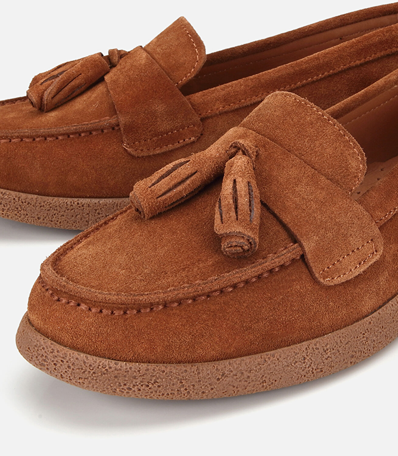 Kadın Süet Deri Taba Püskül Detaylı Günlük Loafer