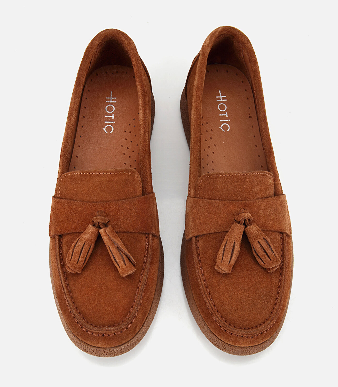 Kadın Süet Deri Taba Püskül Detaylı Günlük Loafer