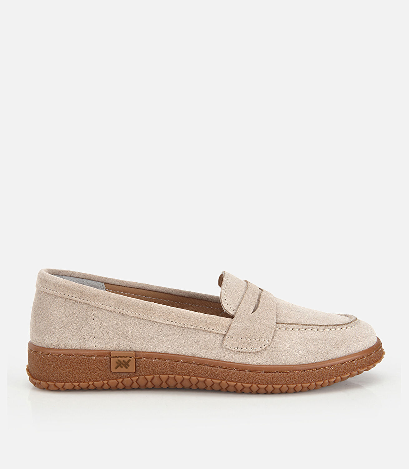 Kadın Süet Deri Bej Yumuşak Tabanlı Günlük Loafer