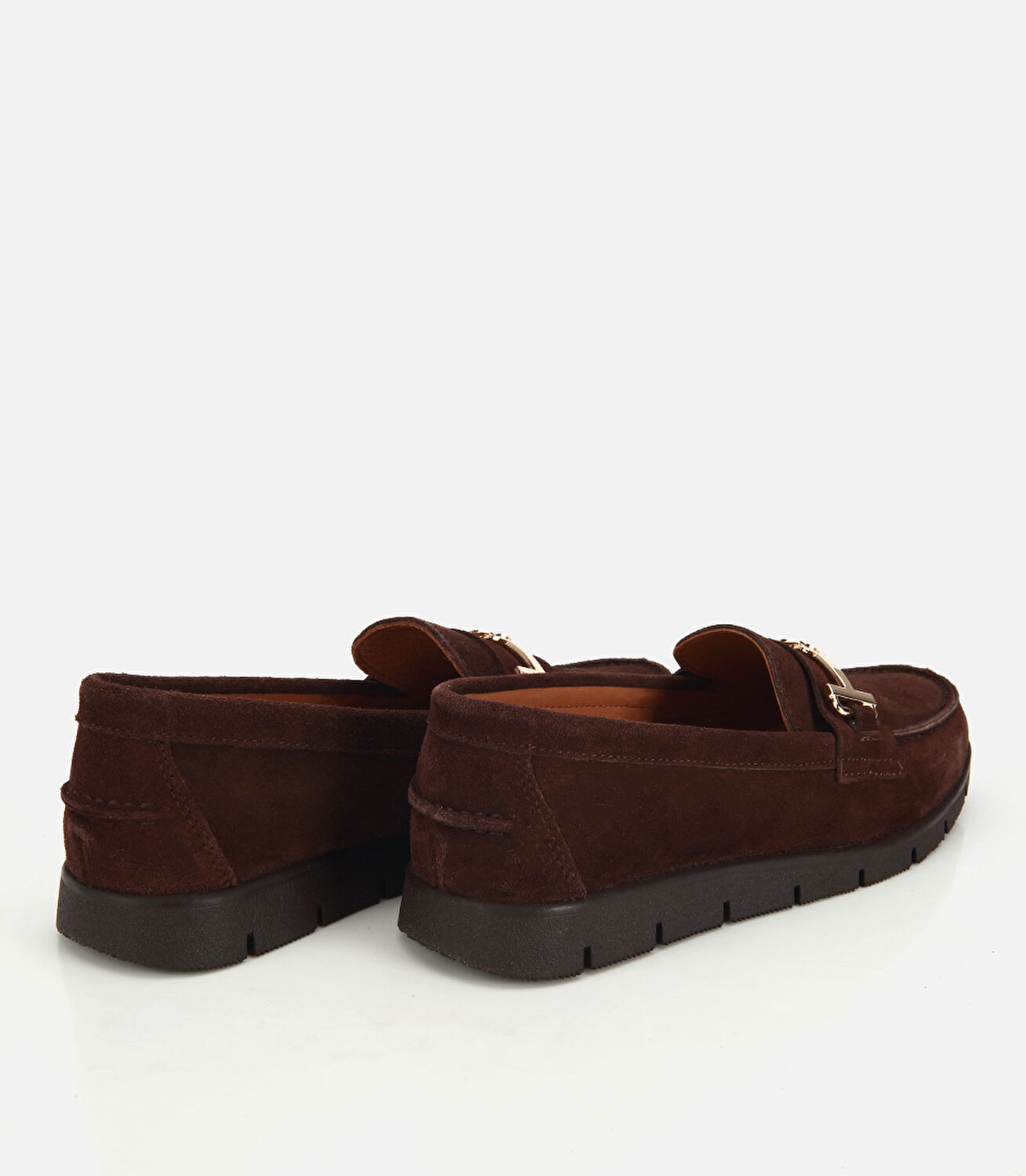 Kadın Süet Deri Kahverengi Yumuşak Tabanlı Tokalı Günlük Loafer