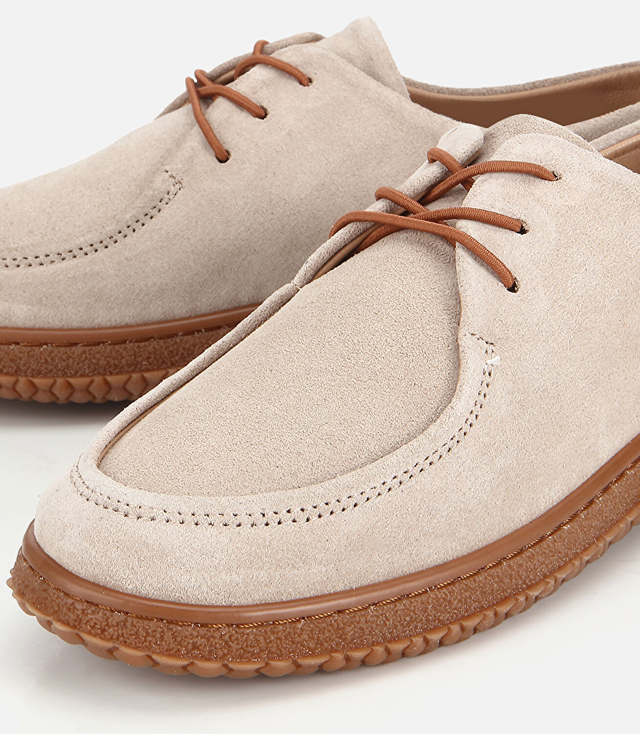 Kadın Süet Deri Bej Esnek Tabanlı Günlük Loafer