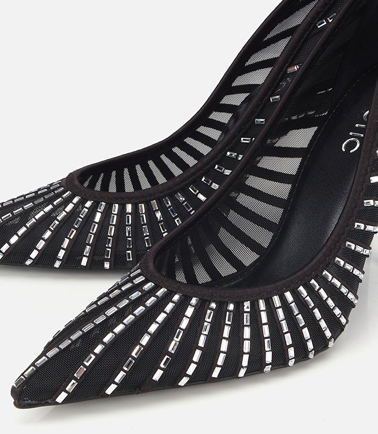 Kadın Siyah Tül Detaylı Taşlı Stiletto