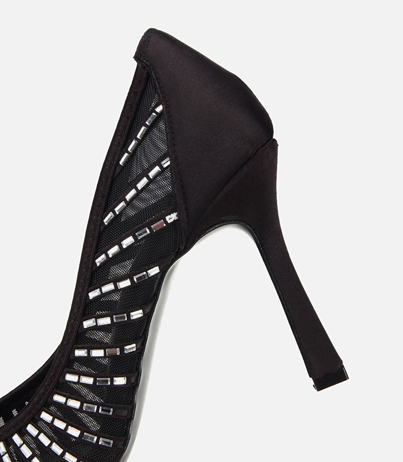 Kadın Siyah Tül Detaylı Taşlı Stiletto