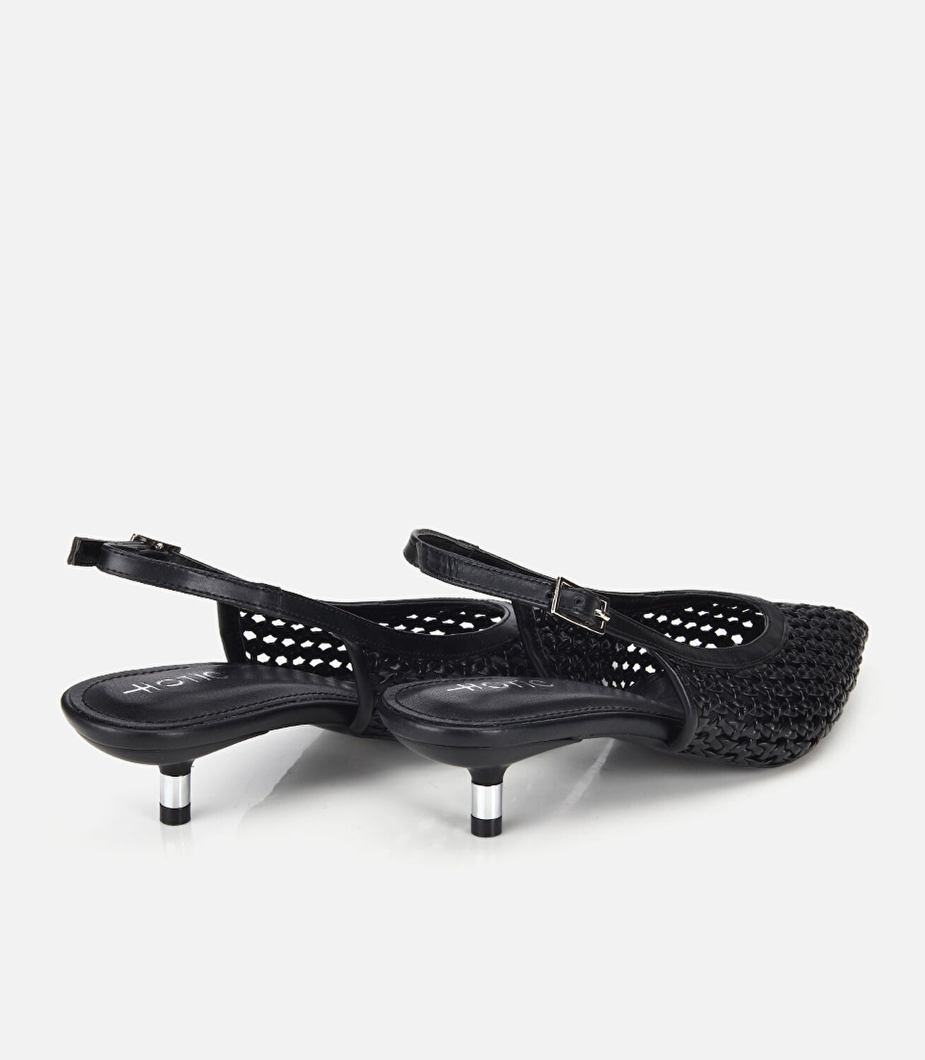 Kadın Siyah Örgü Detaylı Mini Topuklu Stiletto