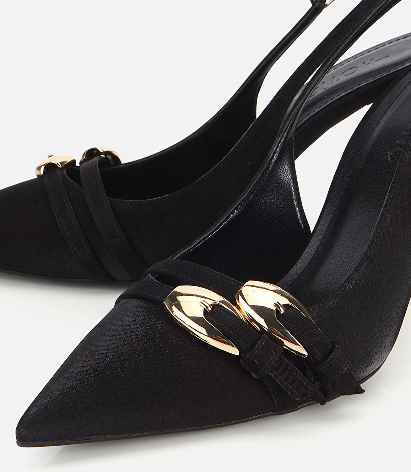 Kadın Siyah Gold Detaylı Arkası Açık Stiletto