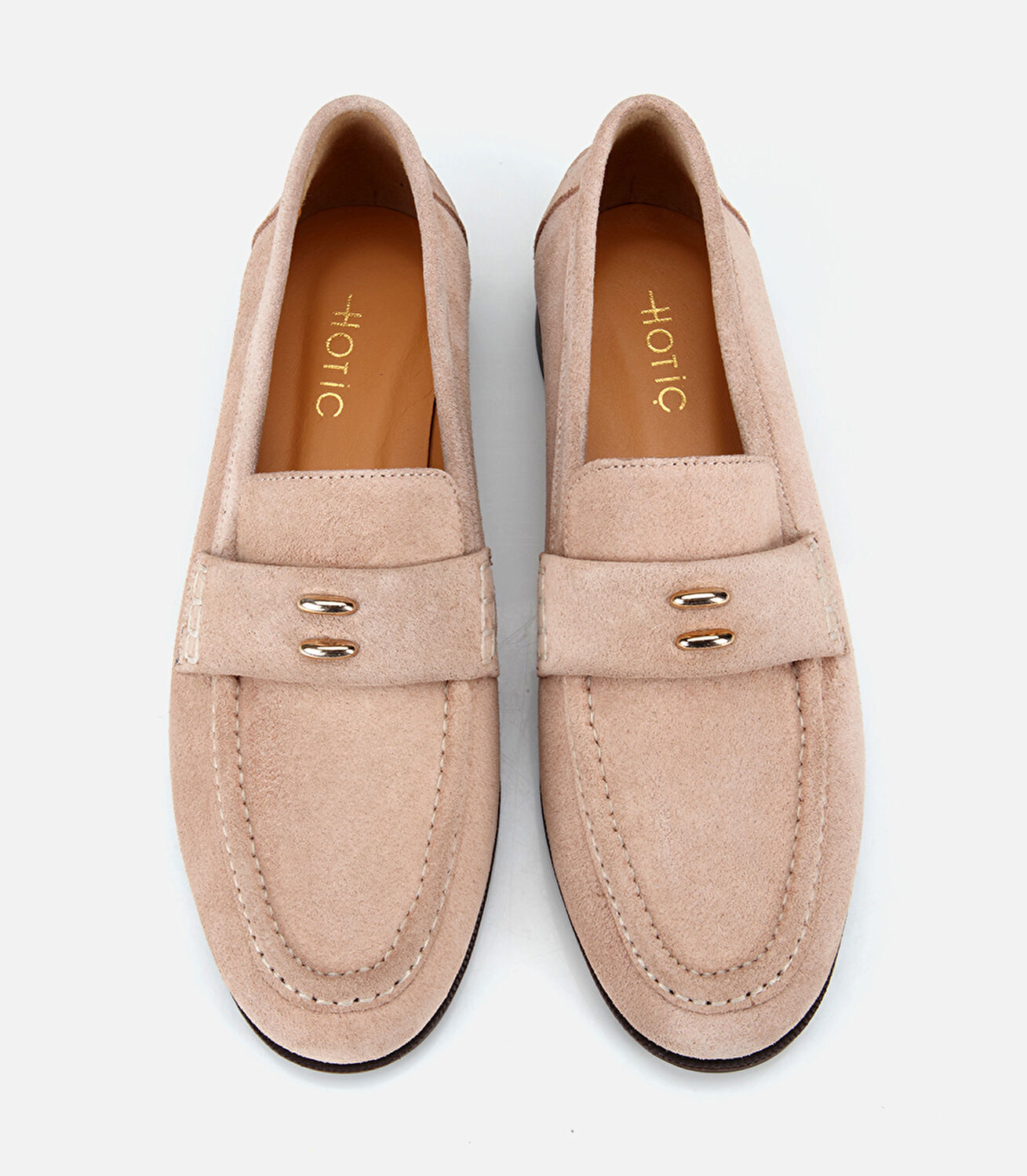 Kadın Süet Deri Bej Toka Detaylı Klasik Loafer