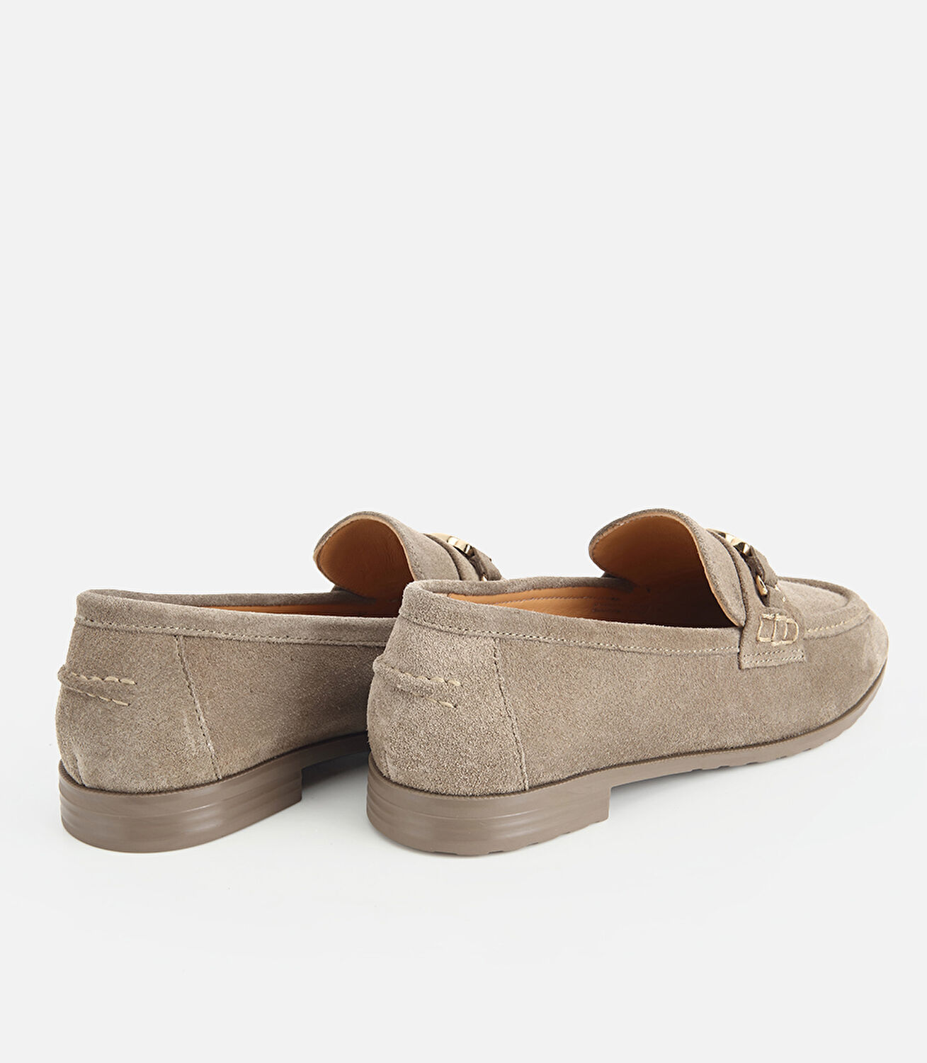 Kadın Süet Deri Açık Yeşil Toka Detaylı Klasik Loafer