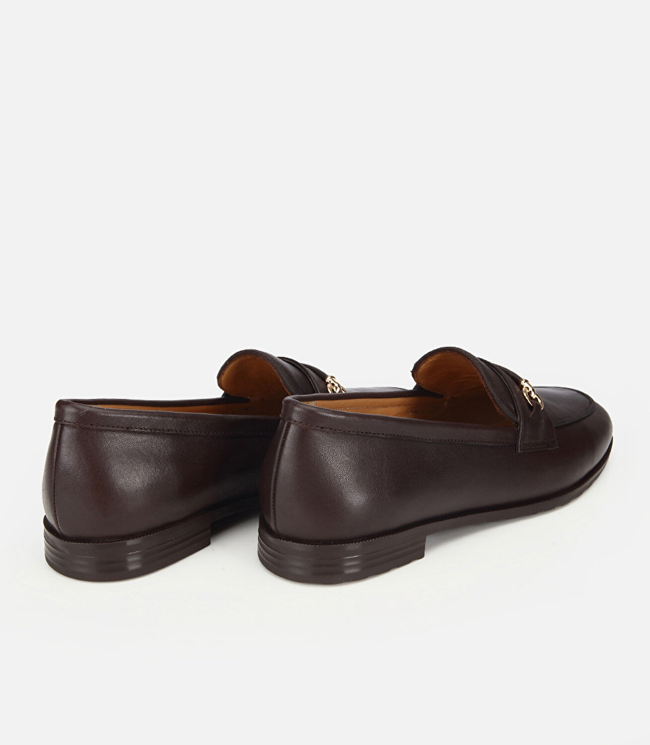 Kadın Deri Kahverengi Tokalı Klasik Loafer