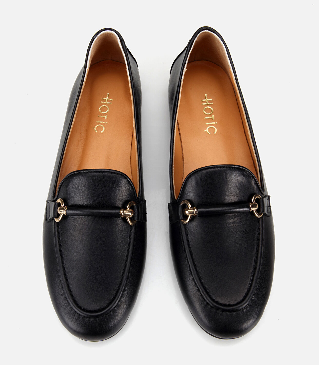 Kadın Deri Siyah Toka Detaylı Klasik Loafer