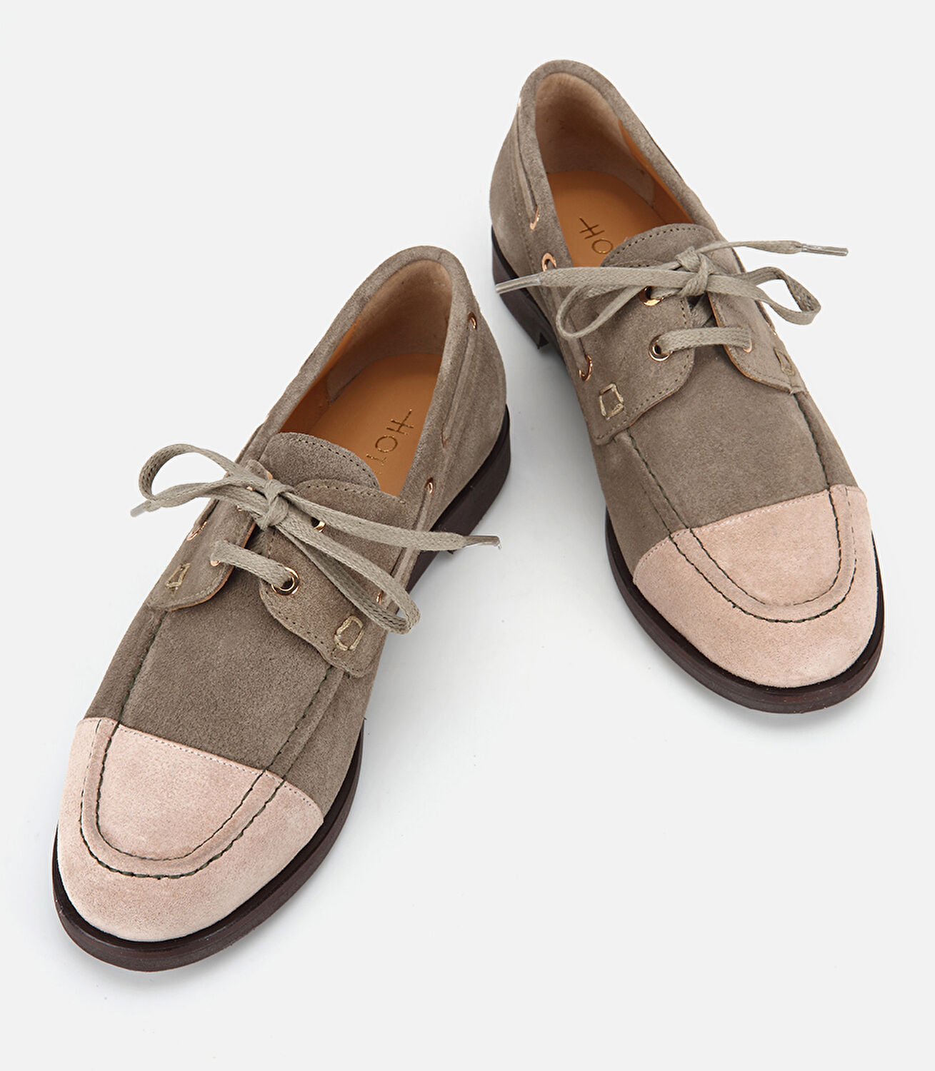 Kadın Süet Deri Bej/Haki Bağcık Detaylı Günlük Loafer