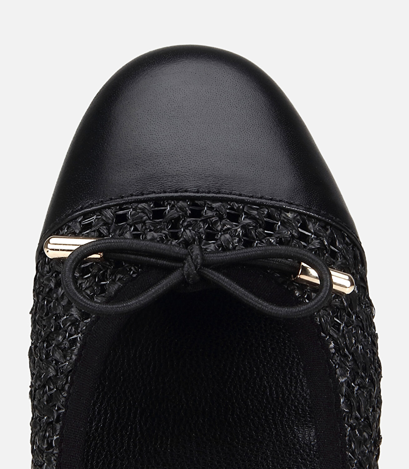 Kadın Siyah Hasır Detaylı Fiyonklu Babet