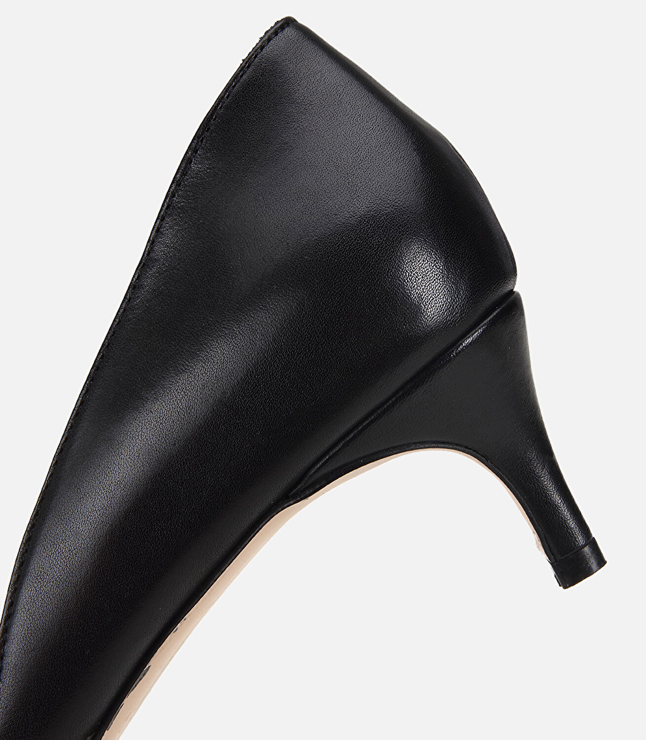 Kadın Siyah Deri Gold Tokalı Kısa Topuklu Stiletto