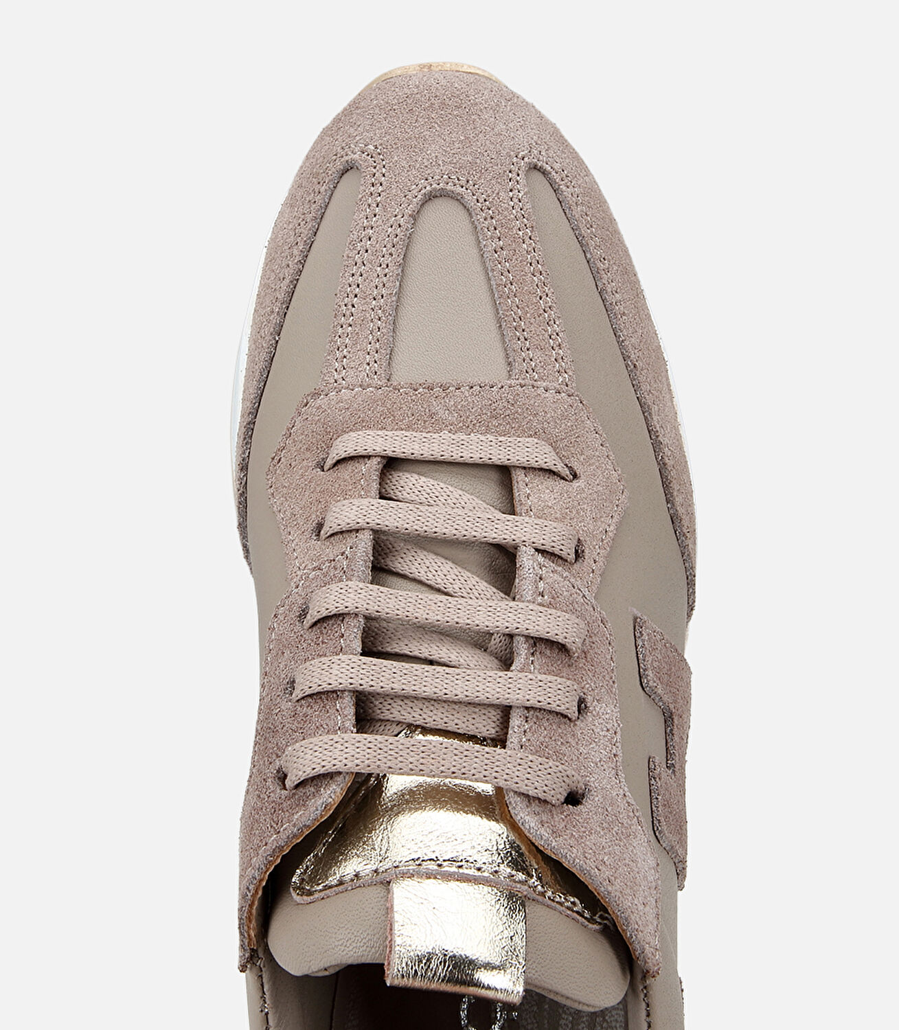 Kadın Süet Deri Bej Yüksek Tabanlı Spor Ayakkabı