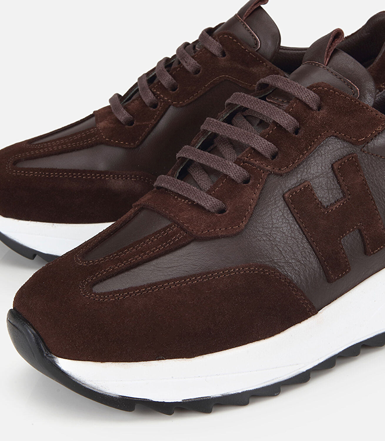 Kadın Süet Deri Kahverengi Yüksek Tabanlı Spor Ayakkabı