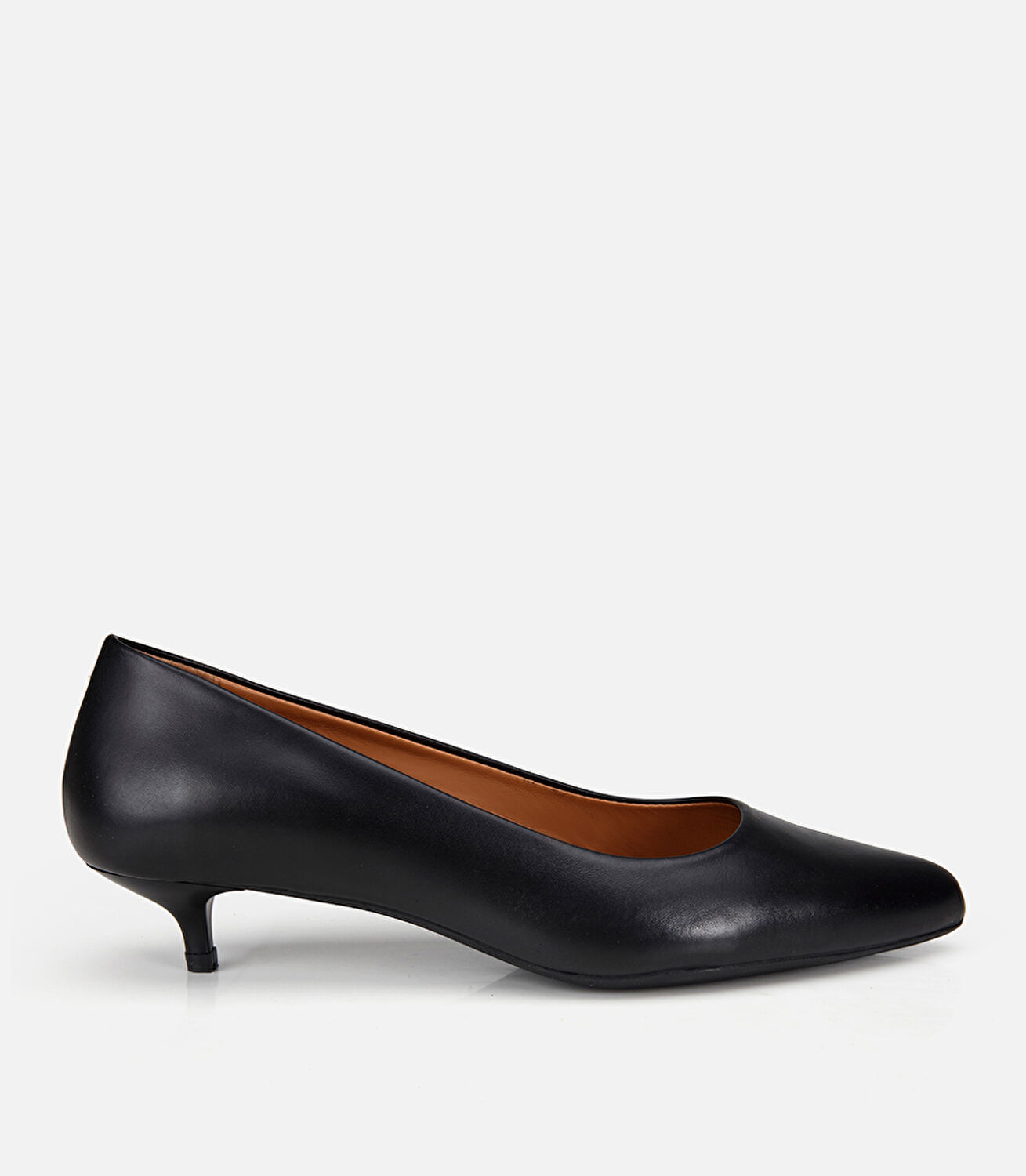 Kadın Deri Siyah Kısa Topuklu Klasik Stiletto