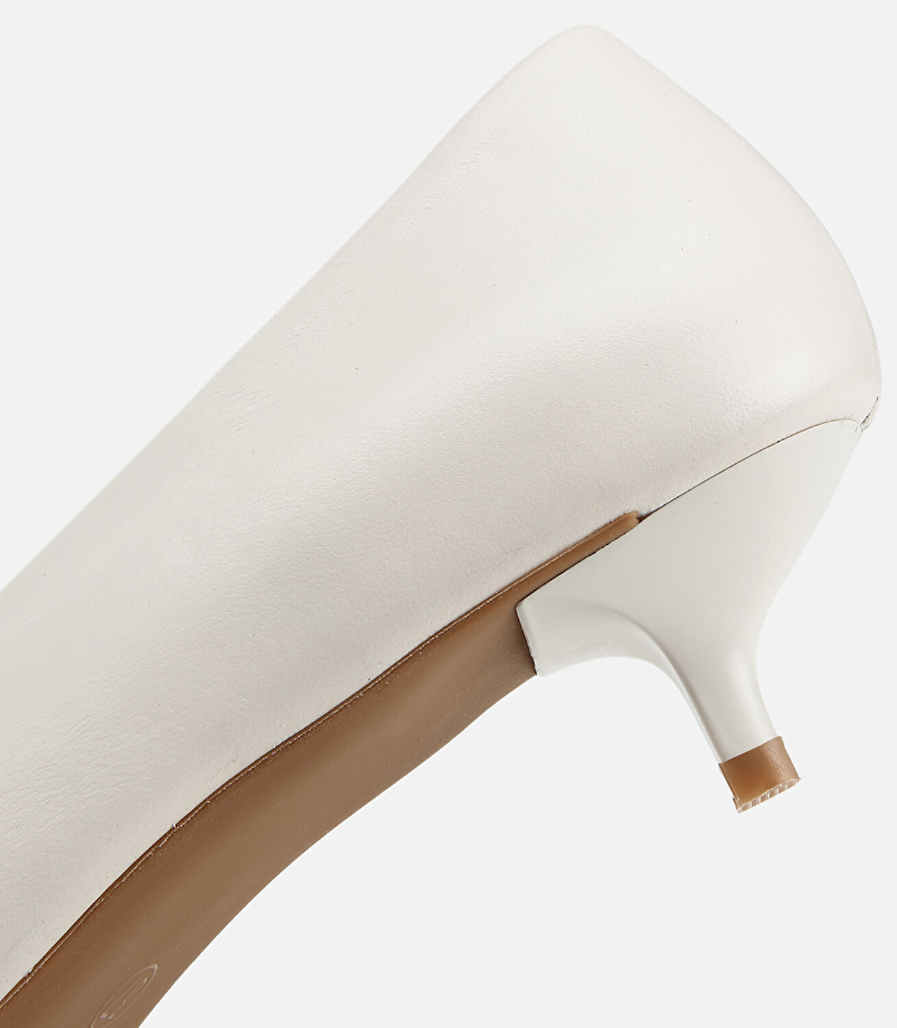 Kadın Deri Ekru Mini Topuklu Klasik Stiletto