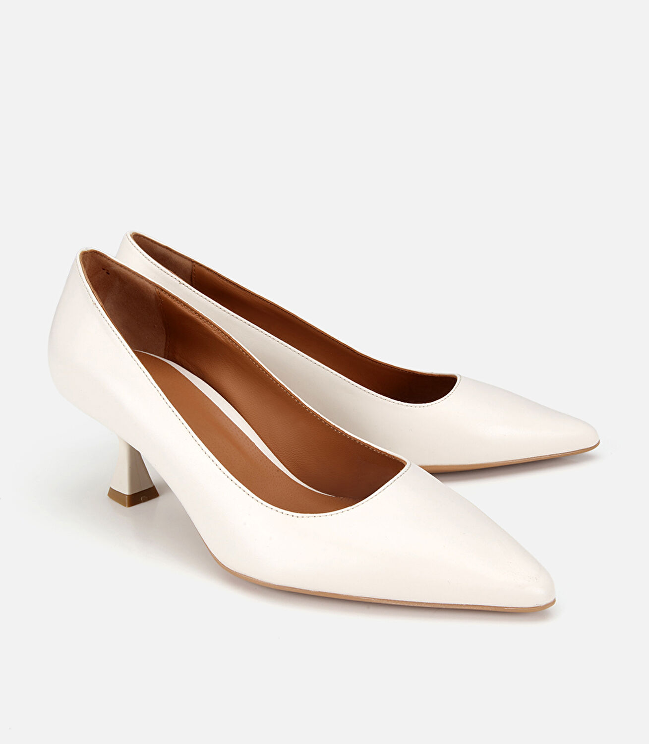 Kadın Deri Kemik Kısa Topuklu Stiletto