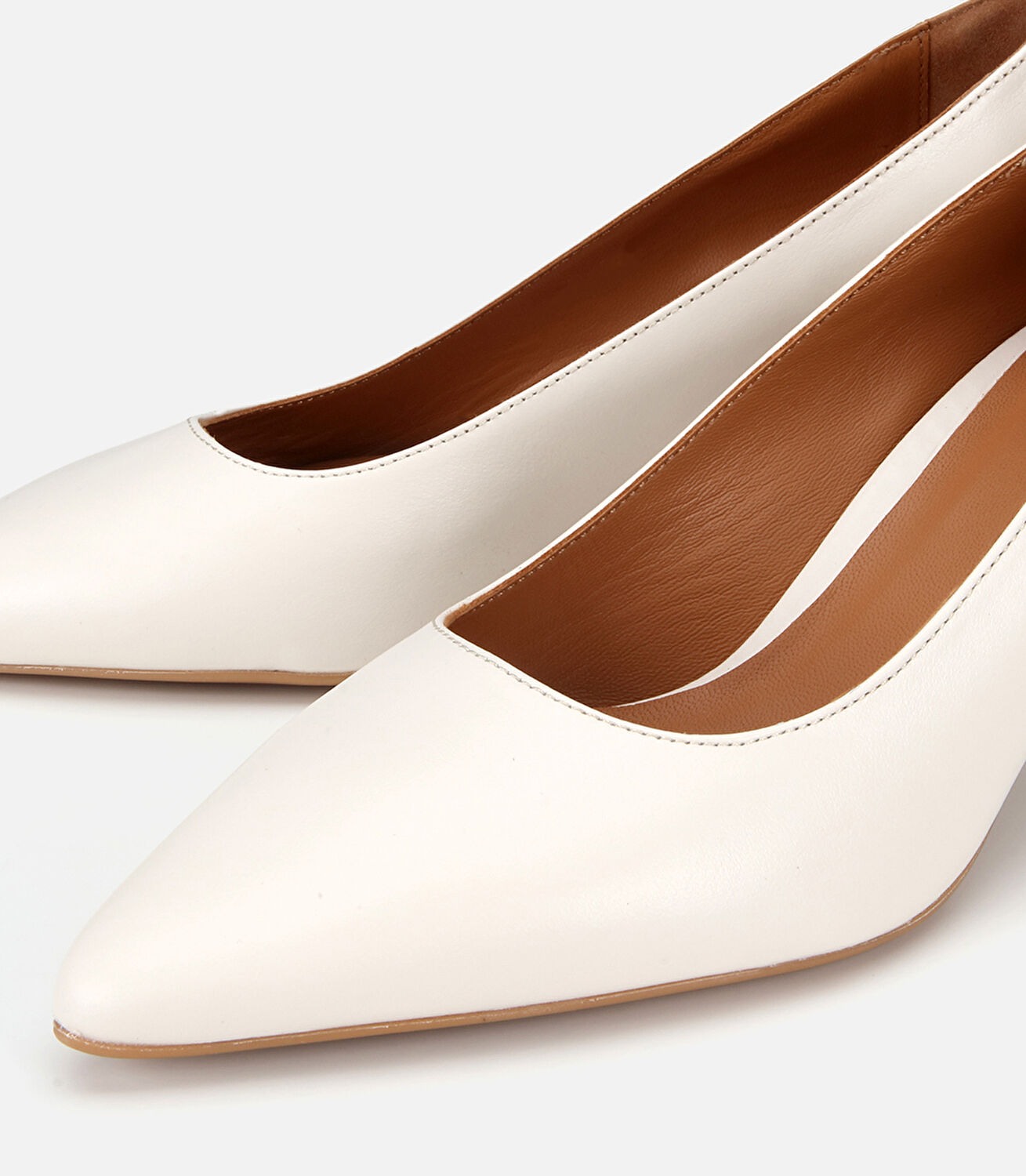 Kadın Deri Kemik Kısa Topuklu Stiletto