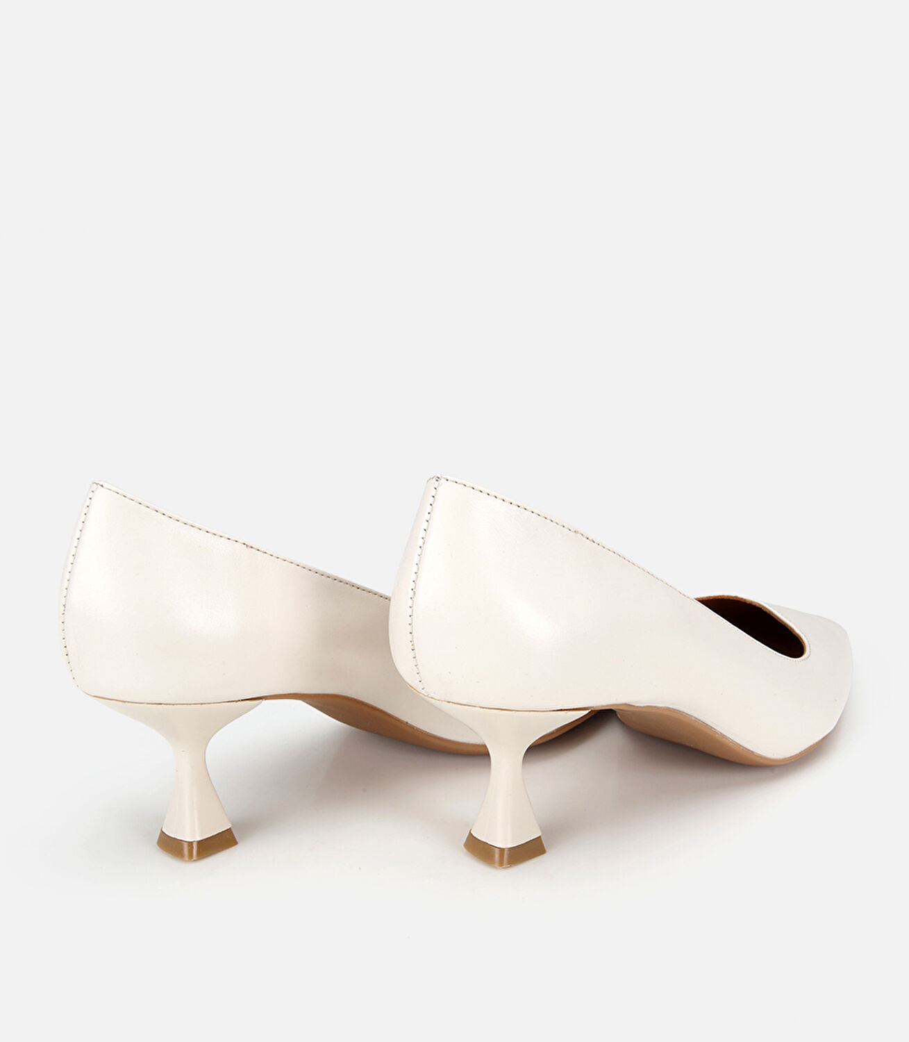 Kadın Deri Kemik Kısa Topuklu Stiletto