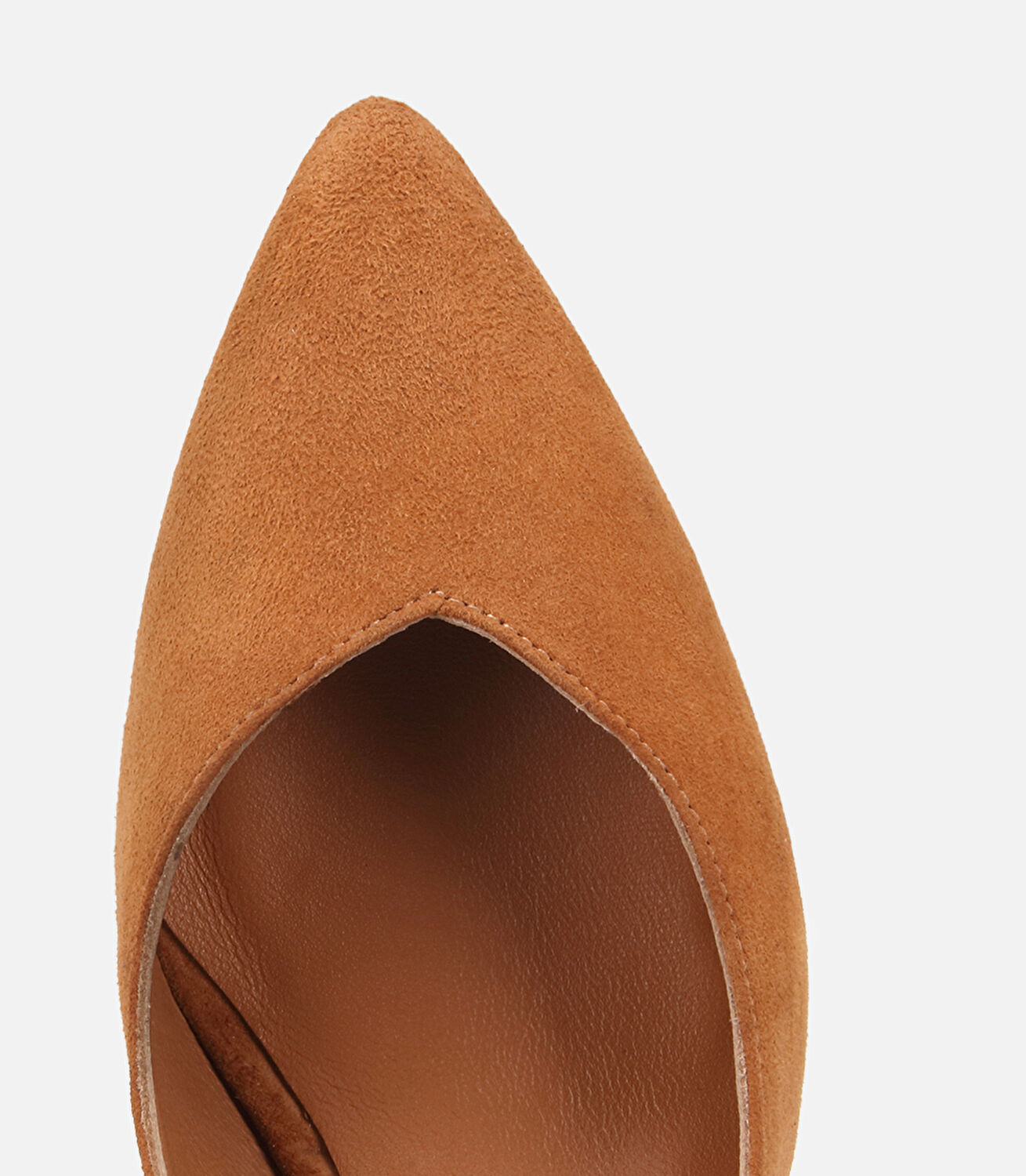 Kadın Süet Deri Taba Kısa Topuklu Stiletto