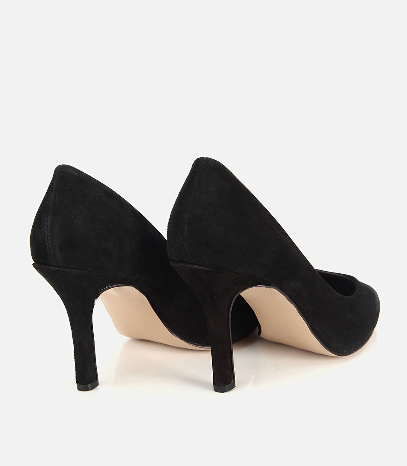 Kadın Süet Deri Siyah Klasik Stiletto Ayakkabı