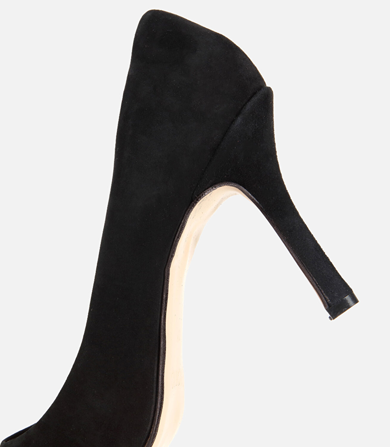 Kadın Süet Deri Siyah Klasik Stiletto Ayakkabı