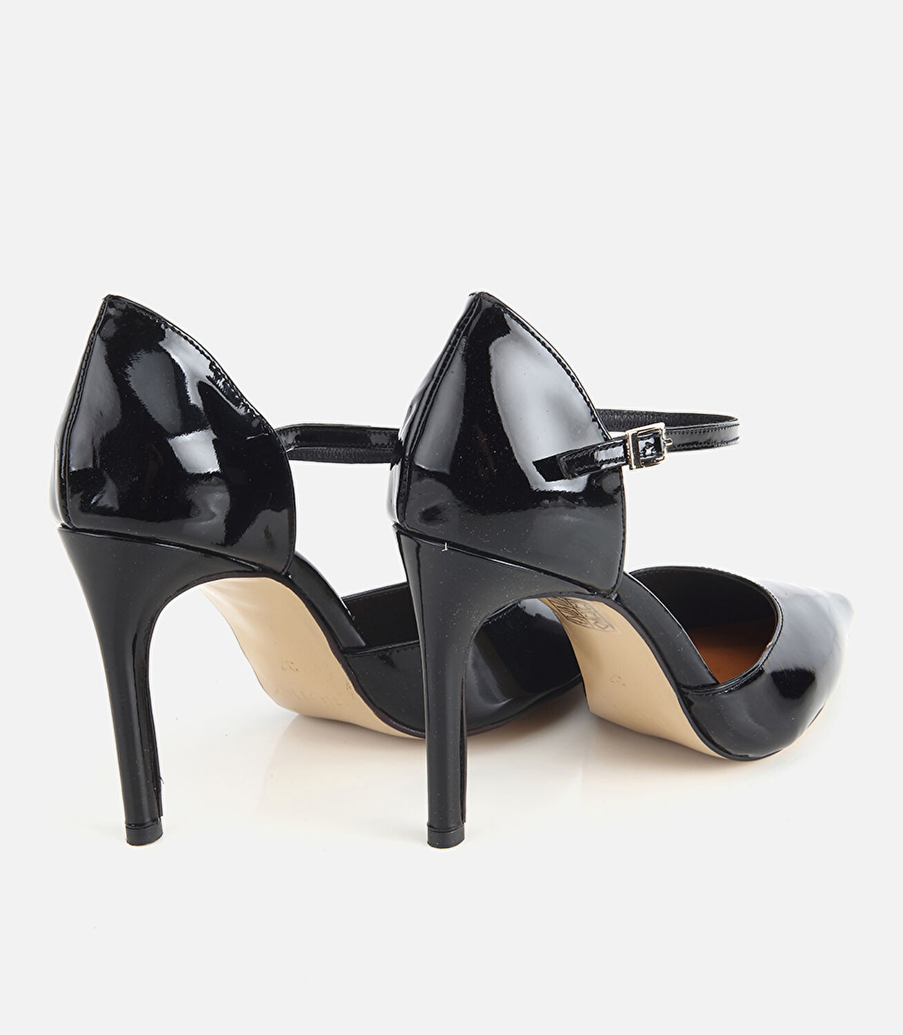 Kadın Rugan Deri Siyah Bilekten Bağlamalı Stiletto