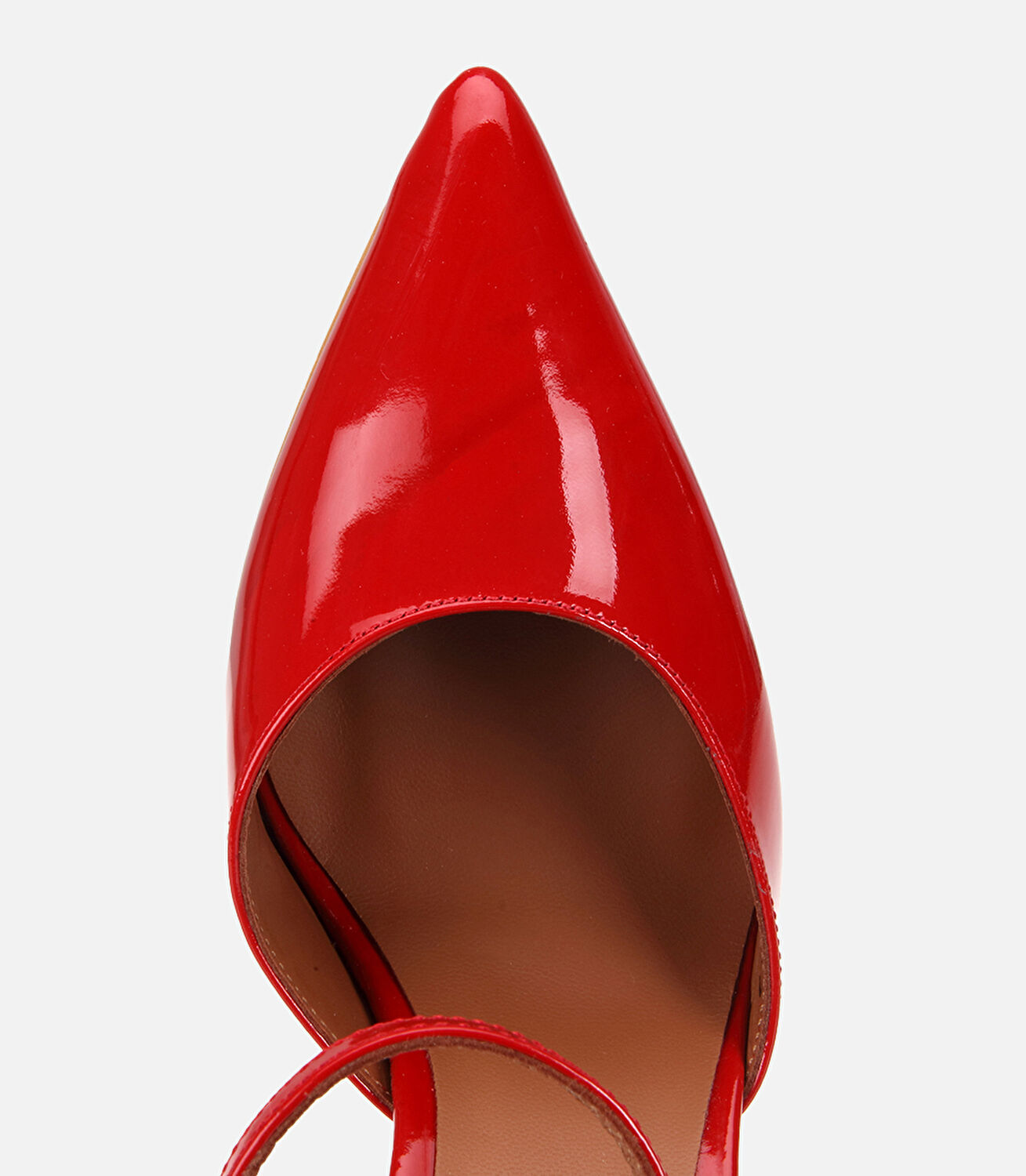 Kadın Rugan Deri Kırmızı Bilekten Bağlamalı Stiletto