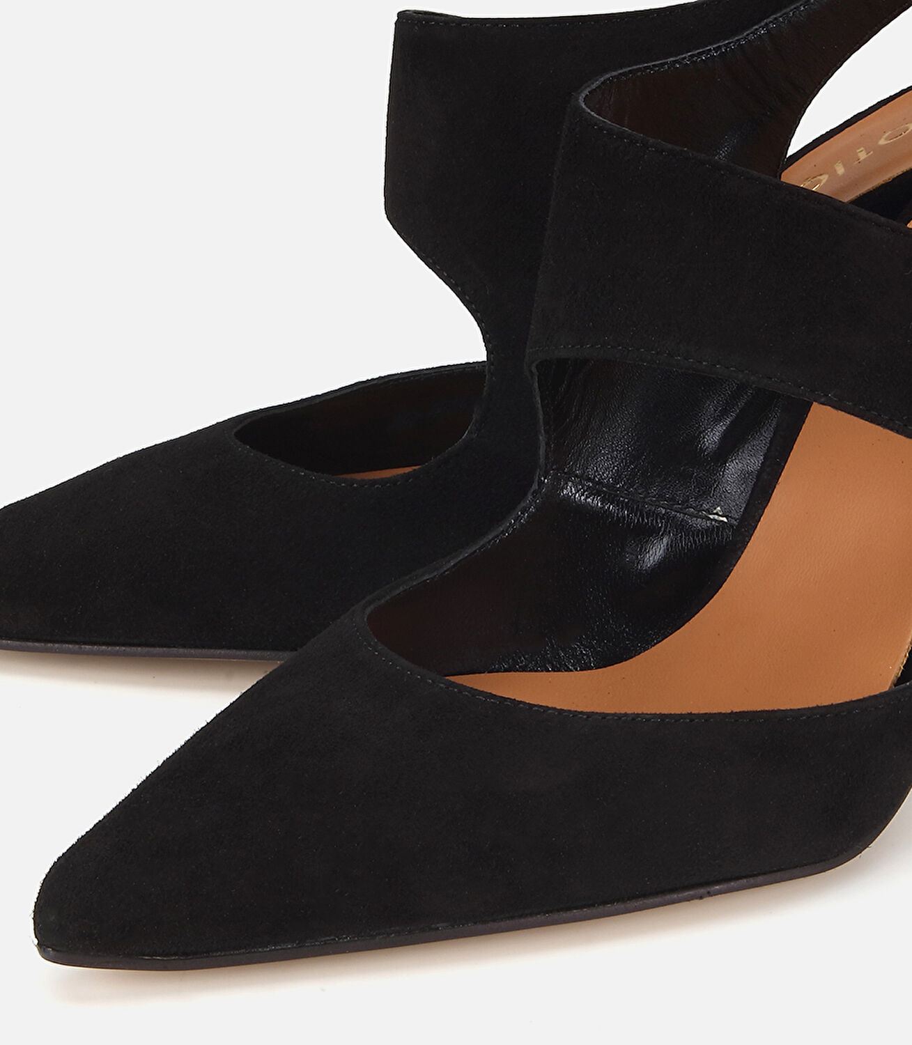 Kadın Süet Deri Siyah Arkası Açık Stiletto
