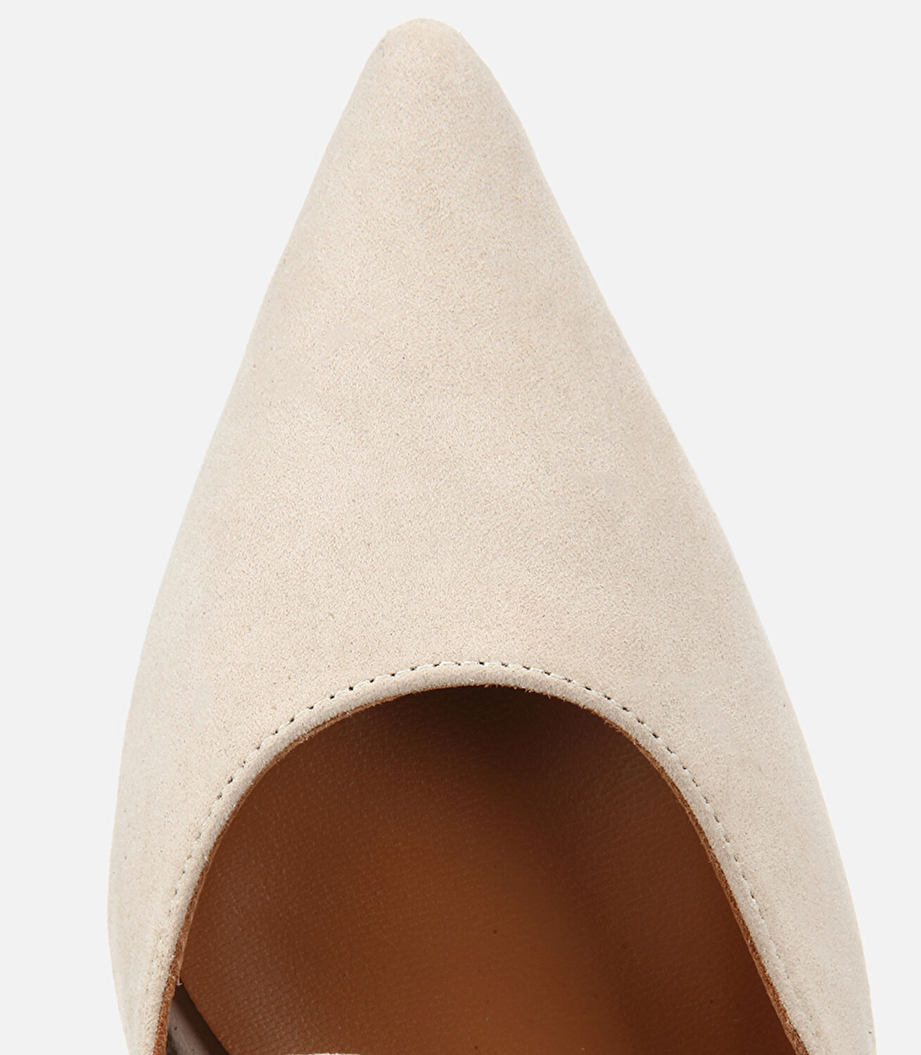 Kadın Süet Deri Bej Arkası Açık Stiletto