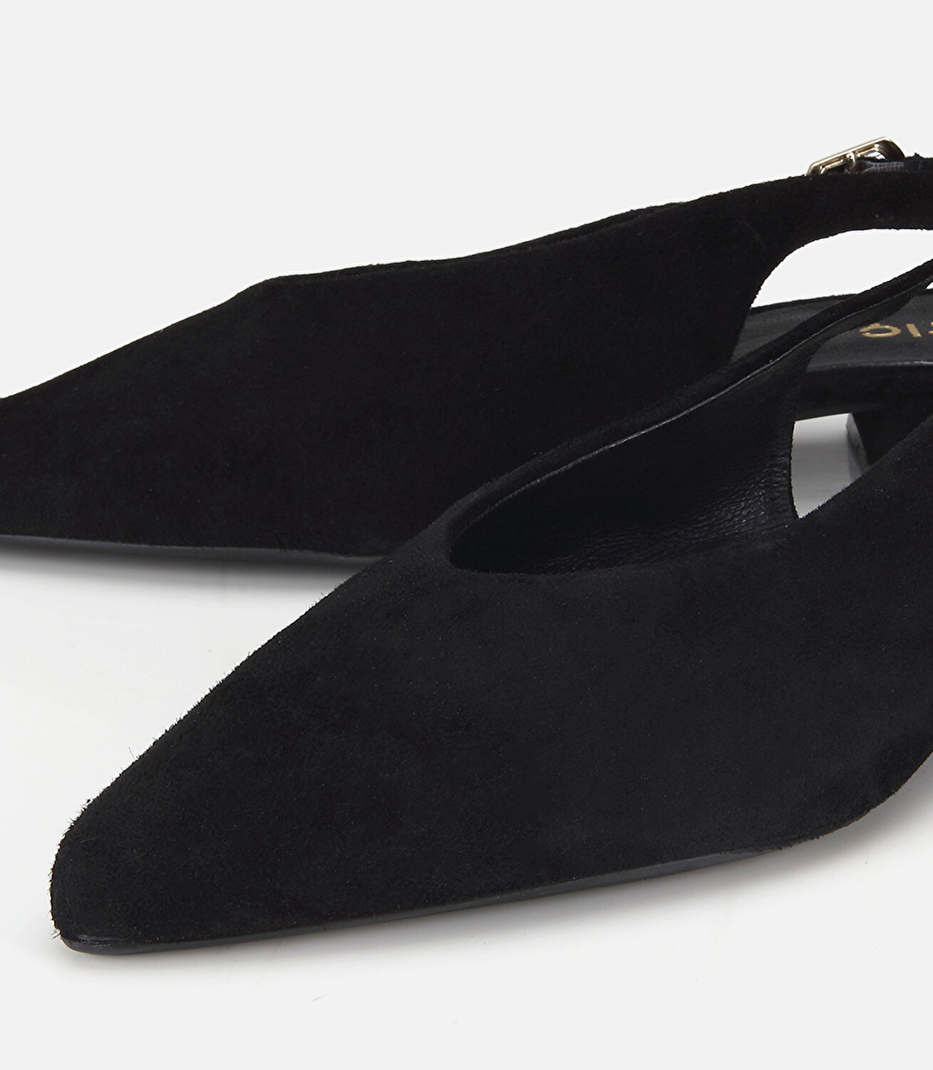 Kadın Süet Deri Siyah Arkası Açık Sivri Burunlu Babet