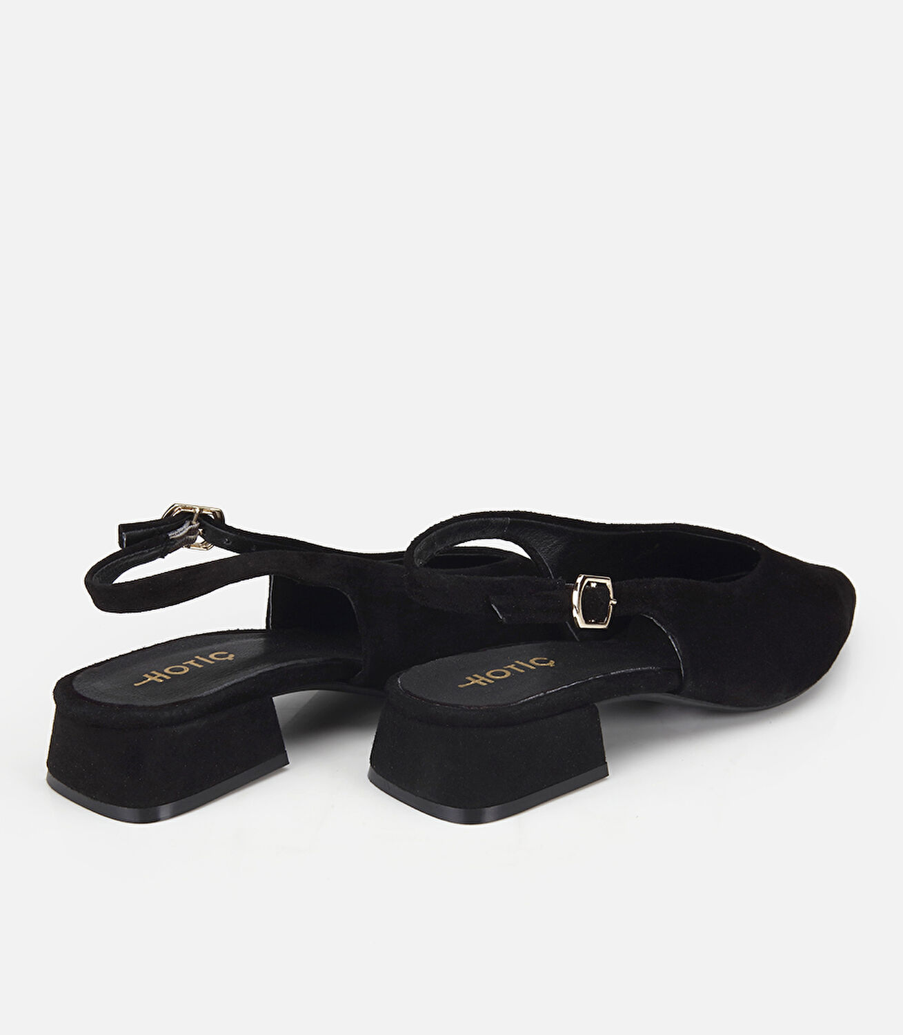 Kadın Süet Deri Siyah Arkası Açık Sivri Burunlu Babet