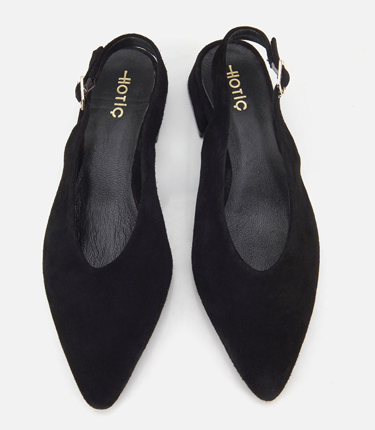 Kadın Süet Deri Siyah Arkası Açık Sivri Burunlu Babet