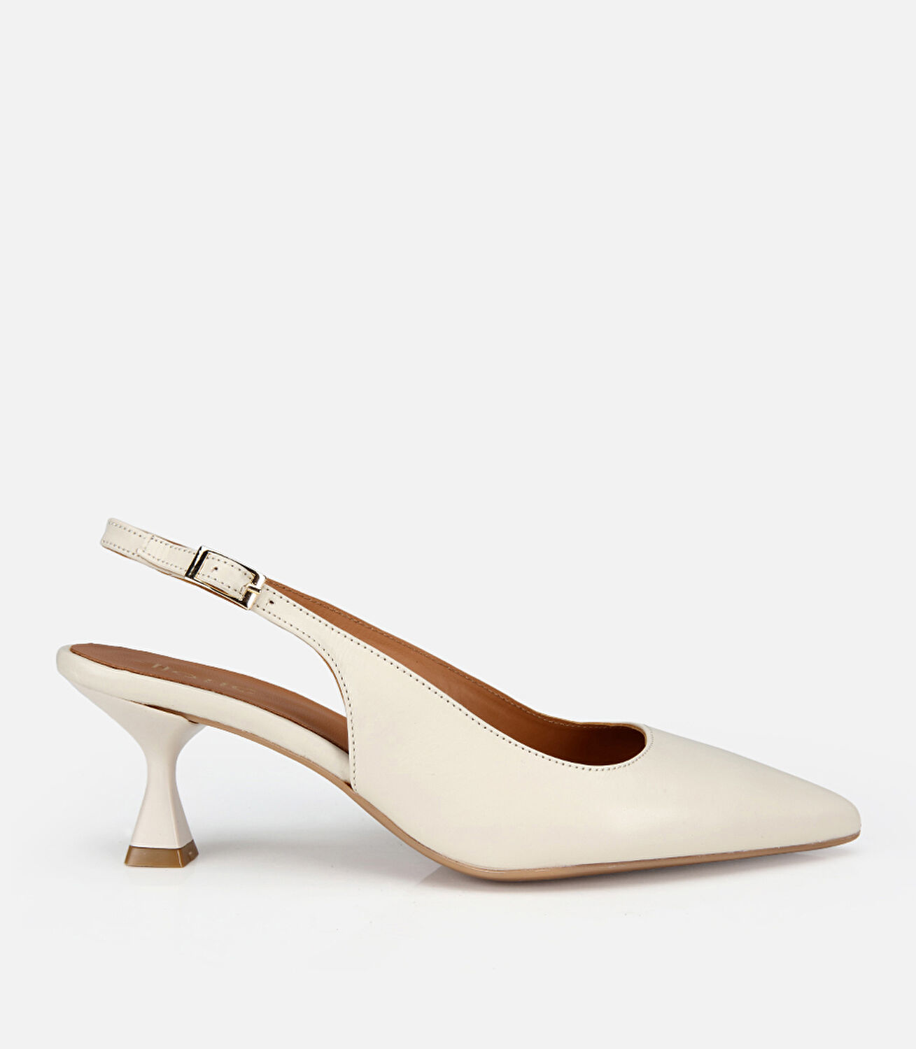 Kadın Deri Kemik Arkası Açık Kısa Topuklu Ayakkabı