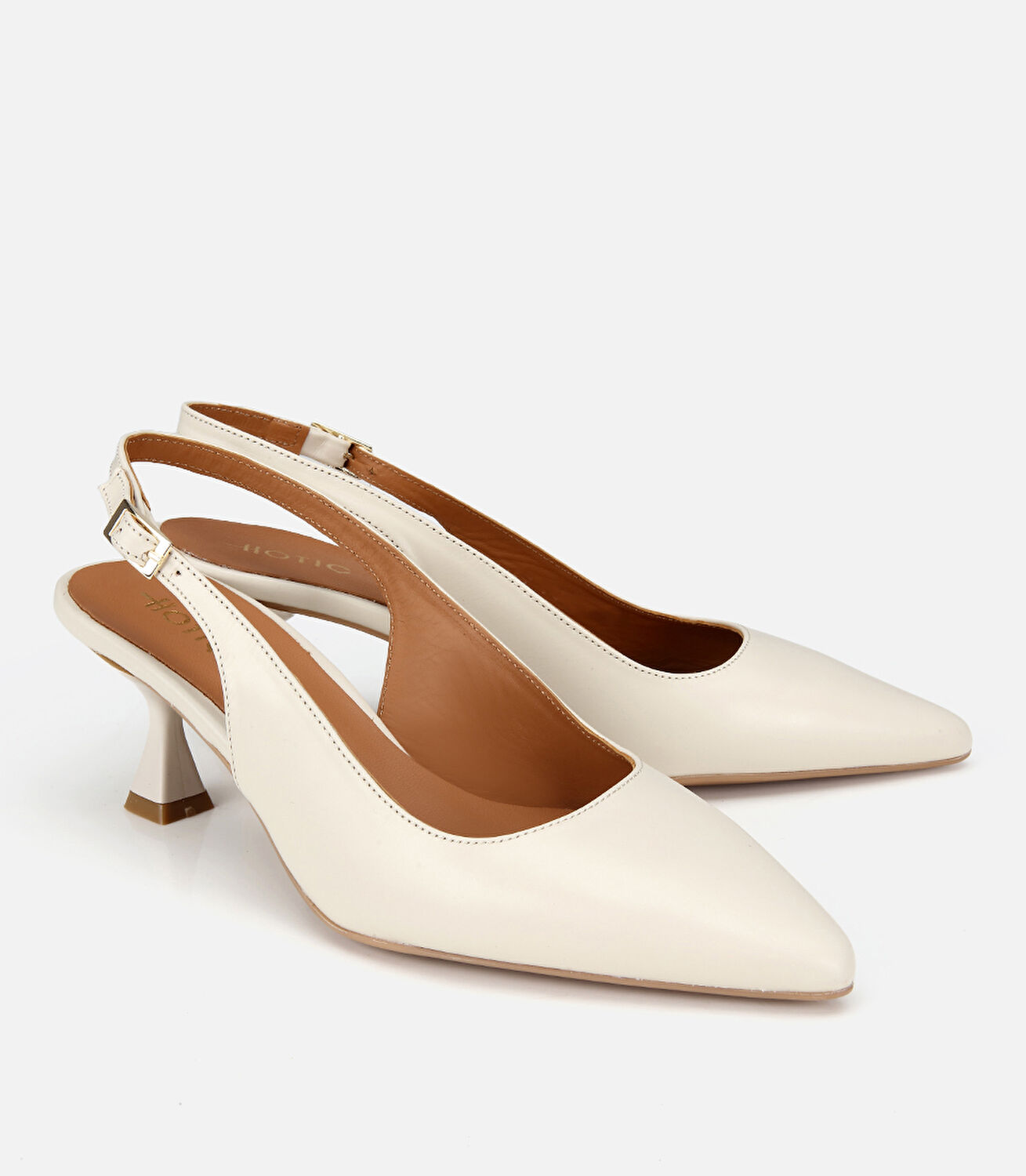 Kadın Deri Kemik Arkası Açık Kısa Topuklu Ayakkabı
