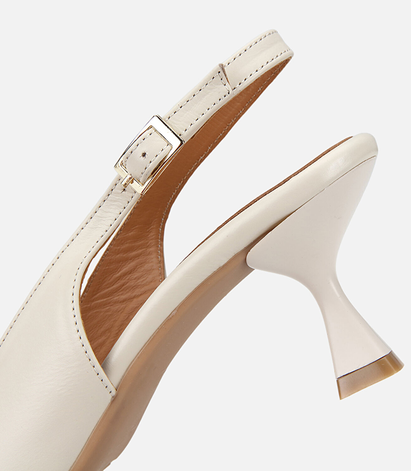 Kadın Deri Kemik Arkası Açık Kısa Topuklu Ayakkabı