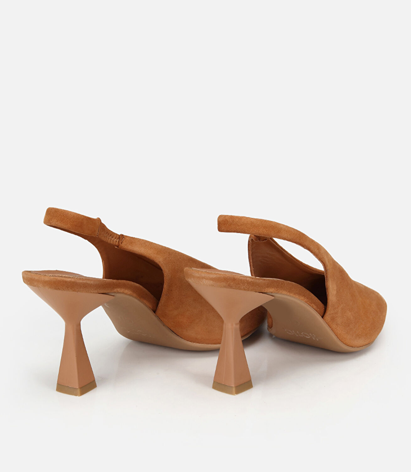 Kadın Süet Deri Taba Yumuşak Dokulu Kısa Topuklu Stiletto