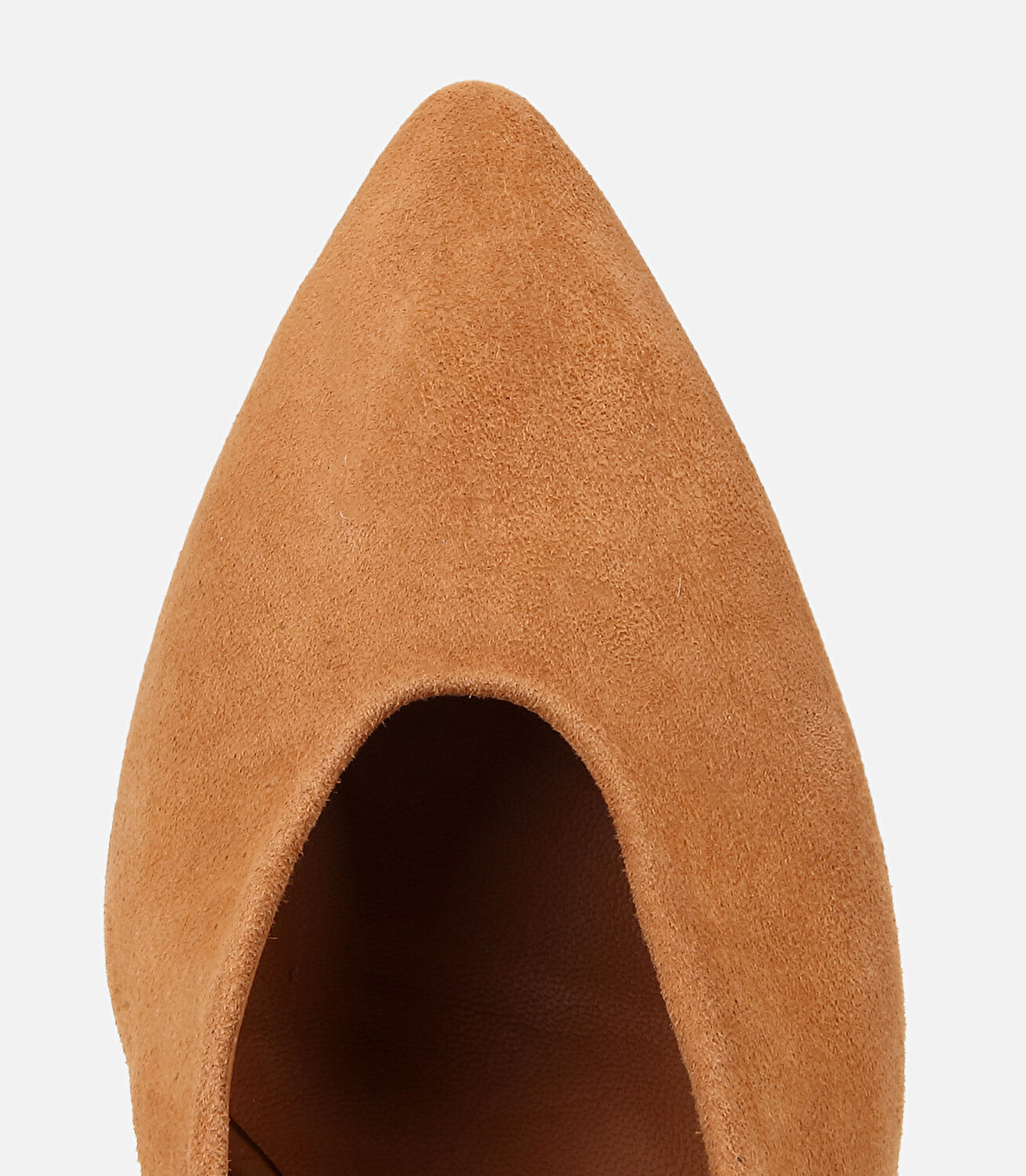 Kadın Süet Deri Taba Yumuşak Dokulu Kısa Topuklu Stiletto