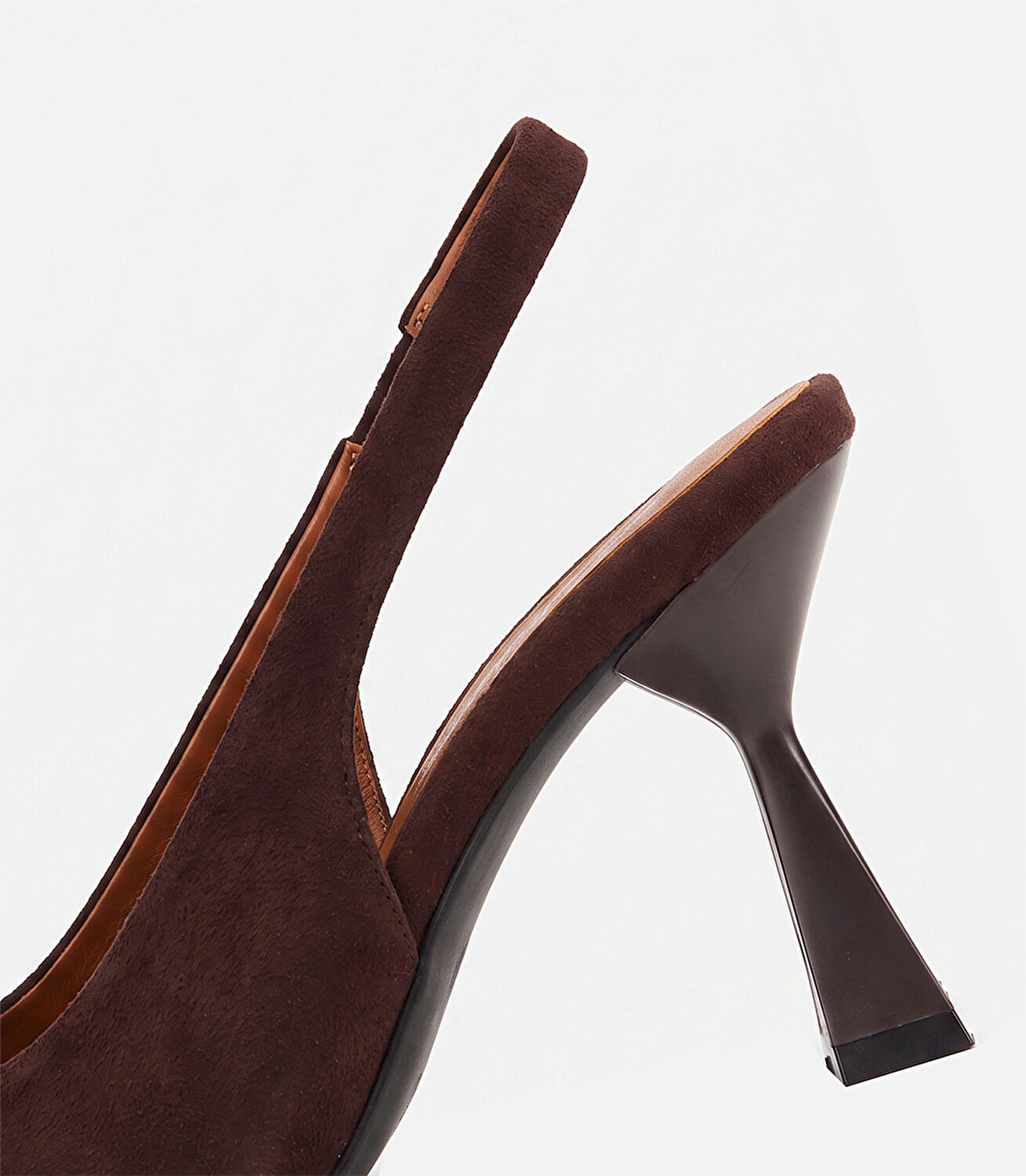 Kadın Süet Deri Kahverengi Yumuşak Dokulu Kısa Topuklu Stiletto