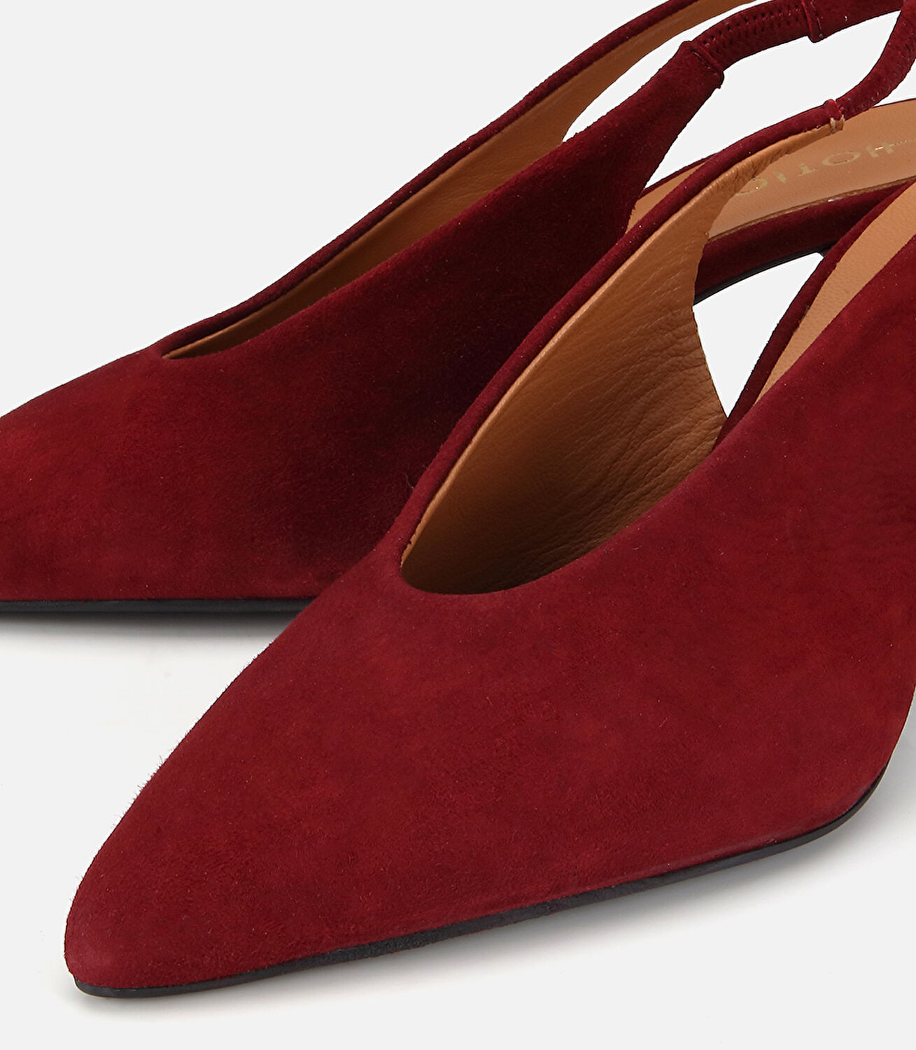 Kadın Süet Deri Bordo Yumuşak Dokulu Kısa Topuklu Stiletto