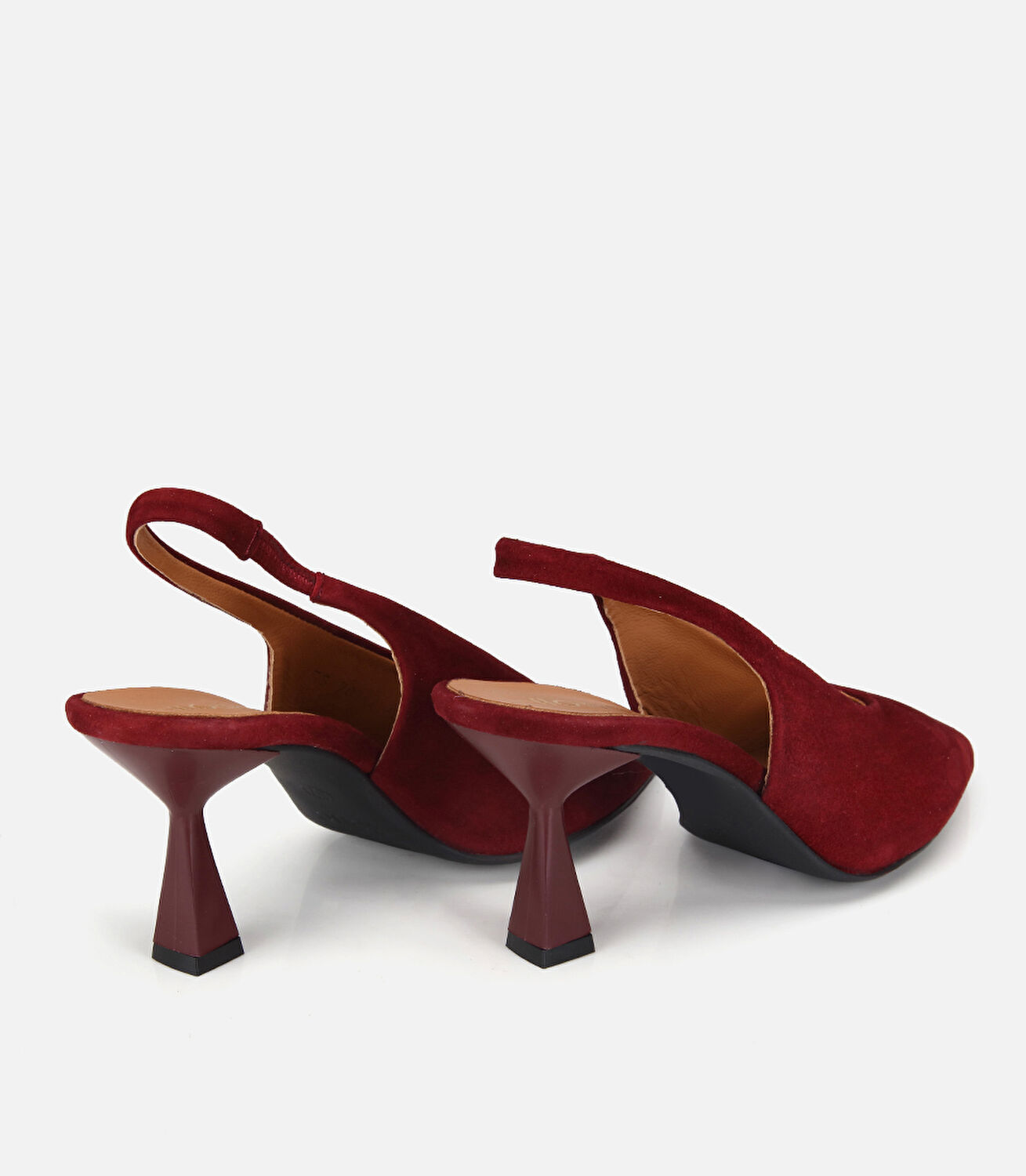 Kadın Süet Deri Bordo Yumuşak Dokulu Kısa Topuklu Stiletto