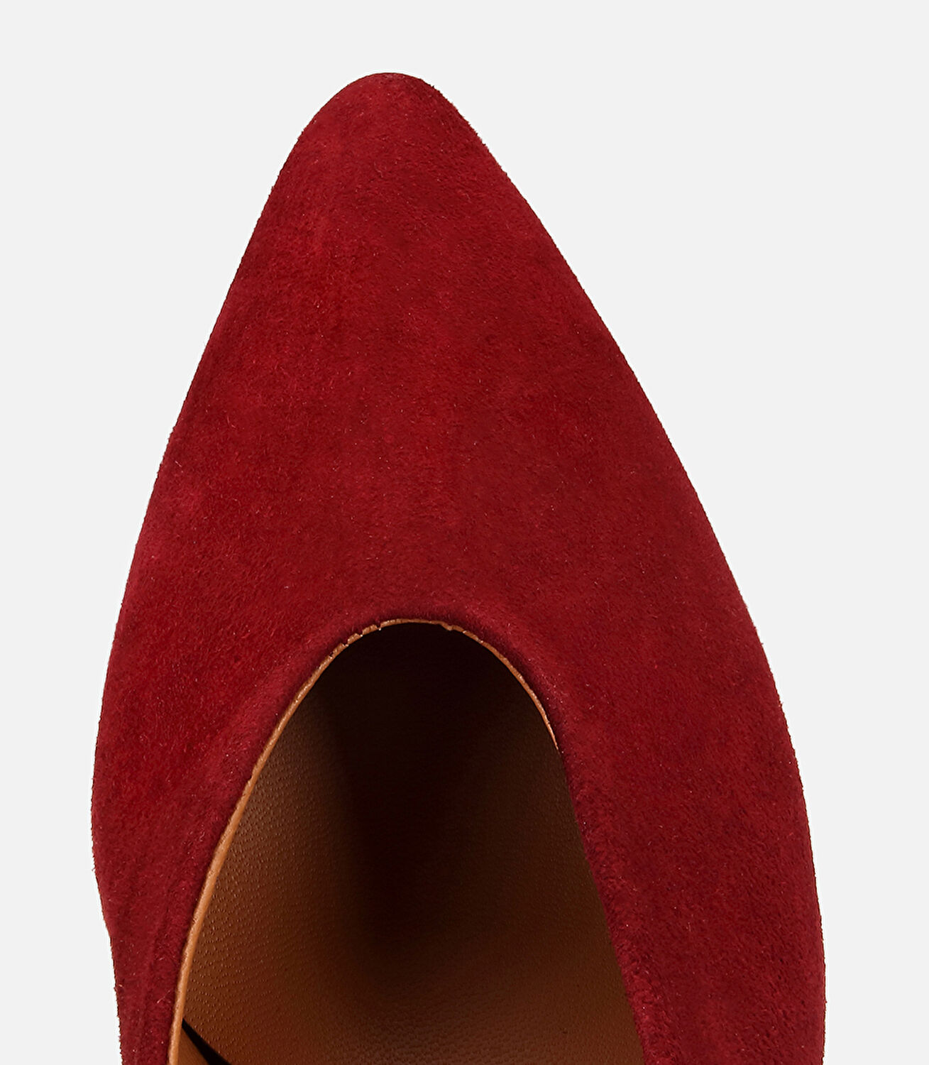 Kadın Süet Deri Bordo Yumuşak Dokulu Kısa Topuklu Stiletto