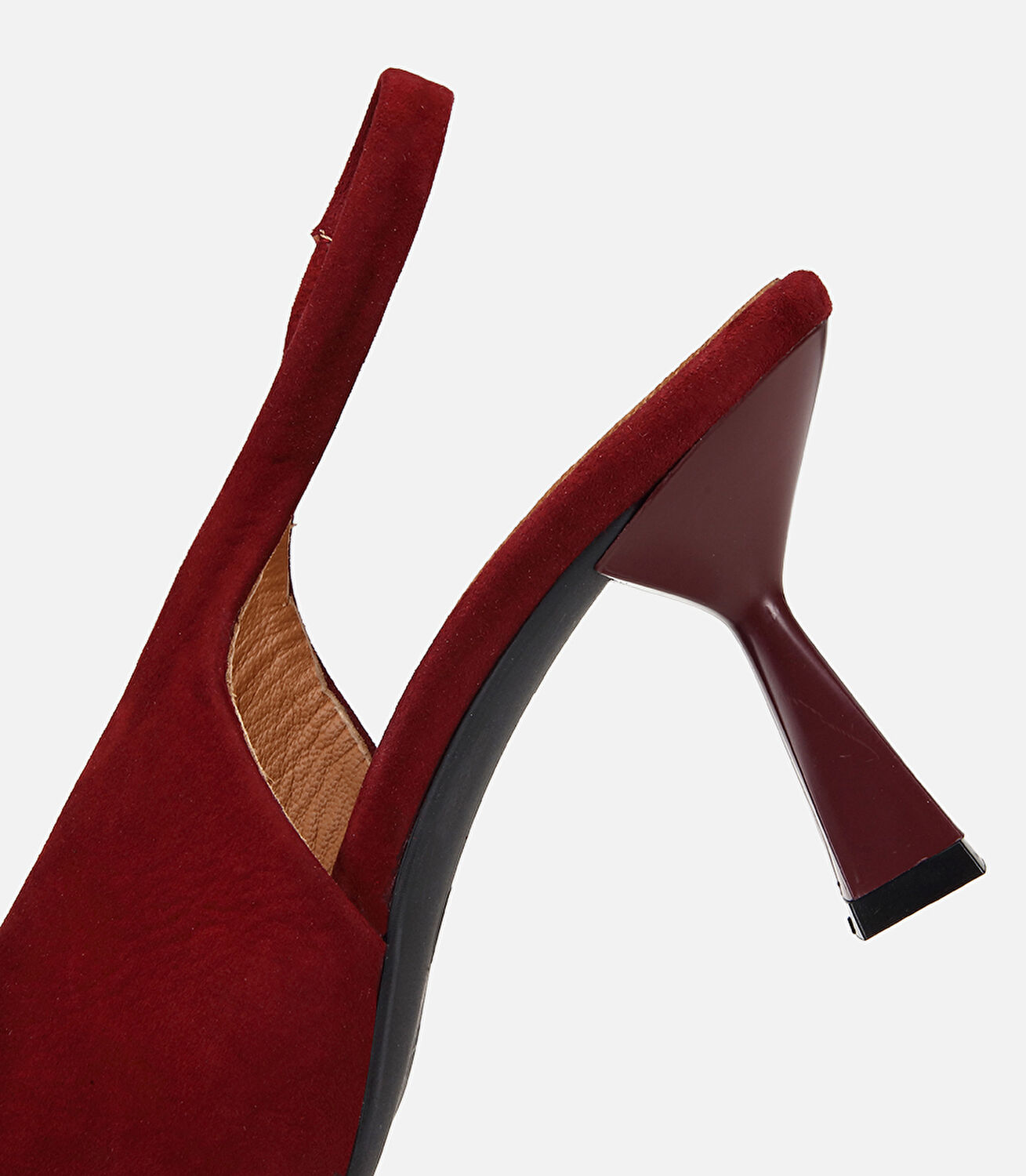 Kadın Süet Deri Bordo Yumuşak Dokulu Kısa Topuklu Stiletto
