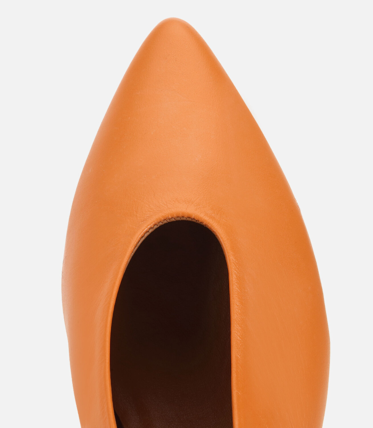 Kadın Deri Turuncu Arkası Açık Kalın Topuklu Ayakkabı