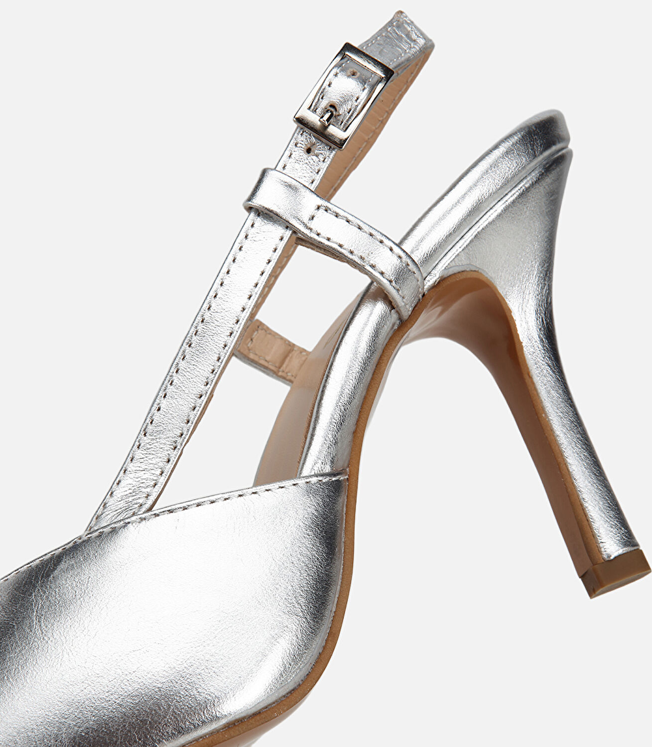 Kadın Deri Lame Arkası Açık Stiletto