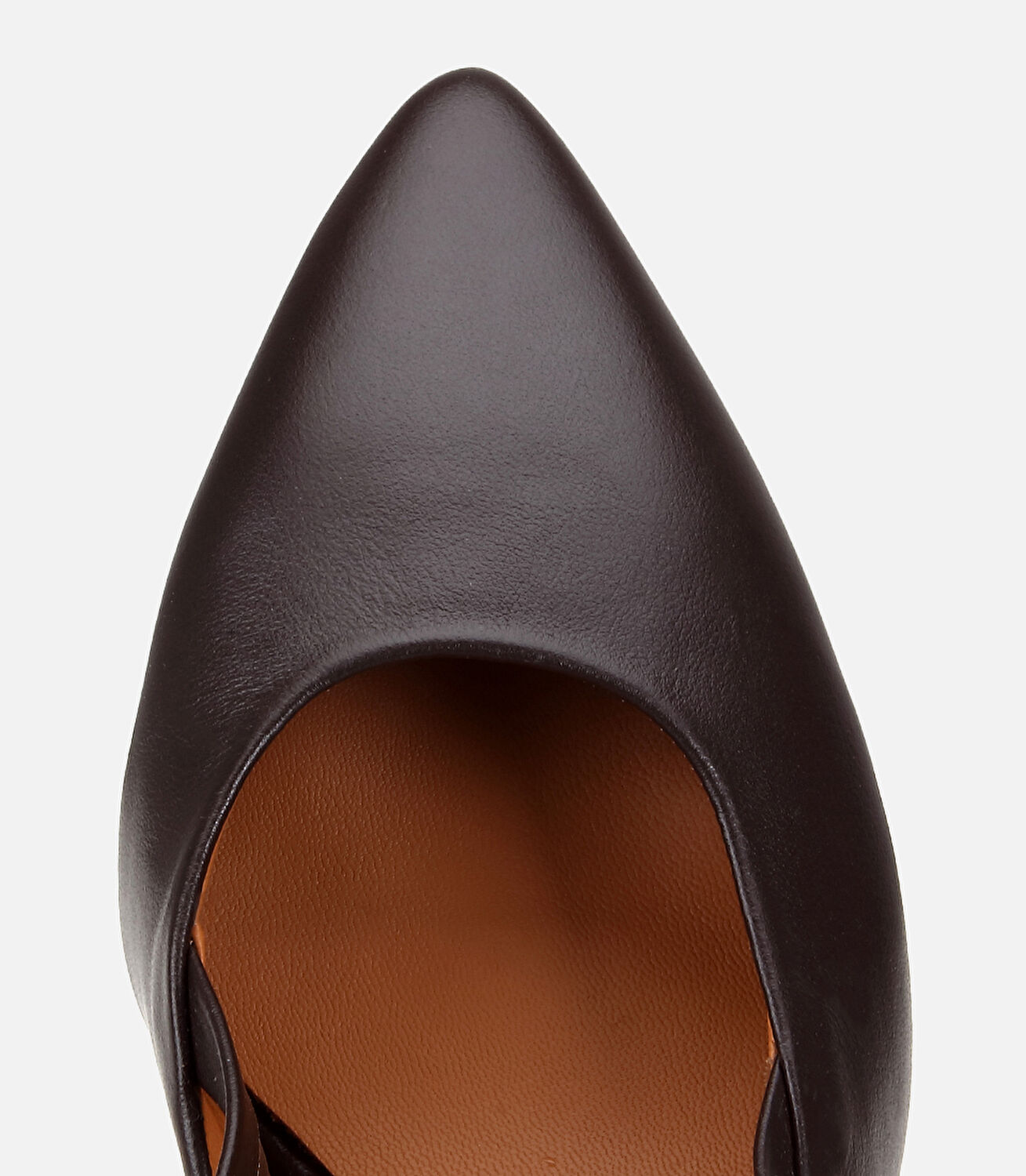 Kadın Deri Kahverengi Bantlı Arkası Açık Kısa Topuklu Stiletto